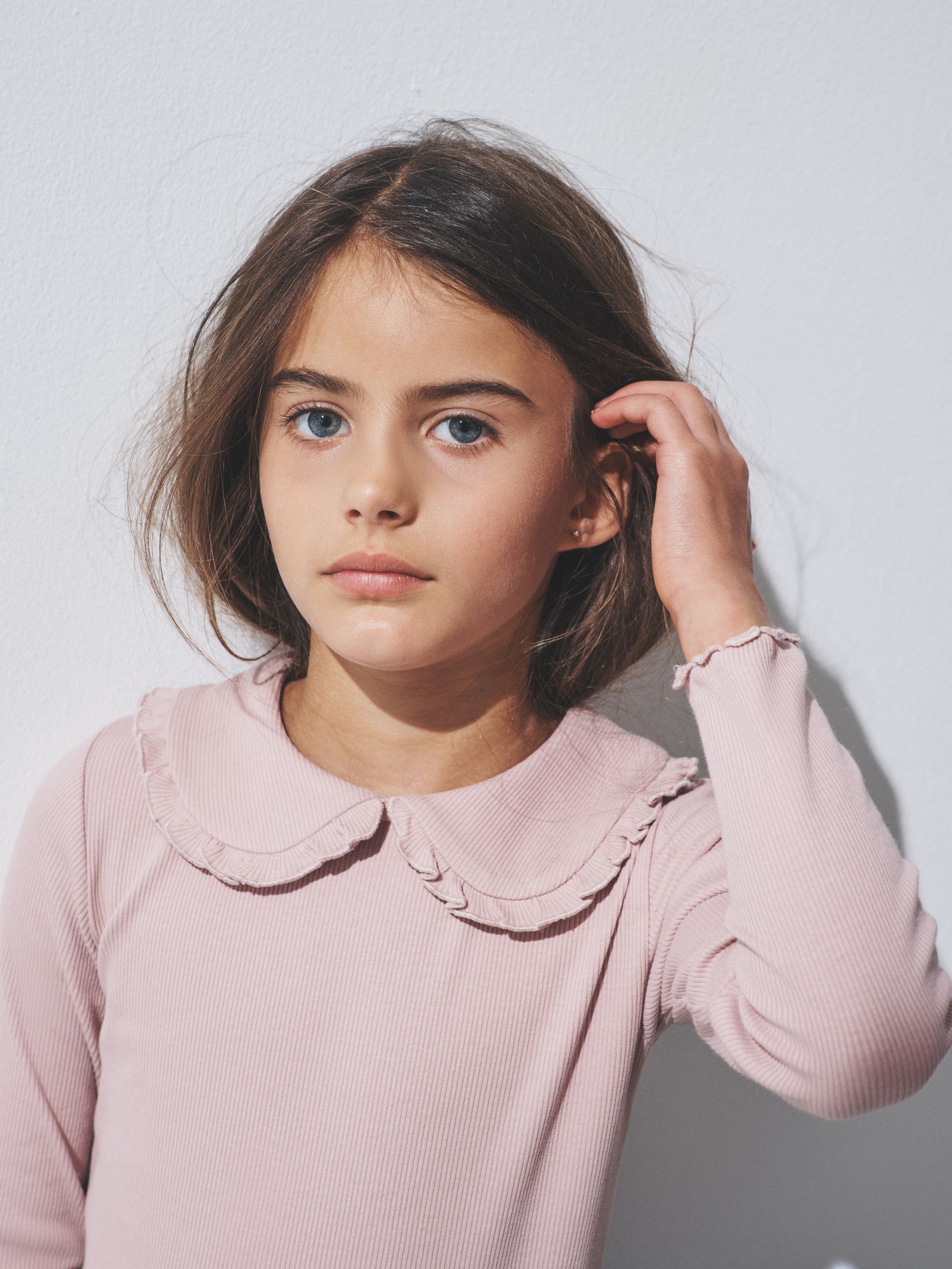Navy/Brown/Pink/White - 4 Pack Long Sleeve Rib Collar Tops - Image 1 of 6
