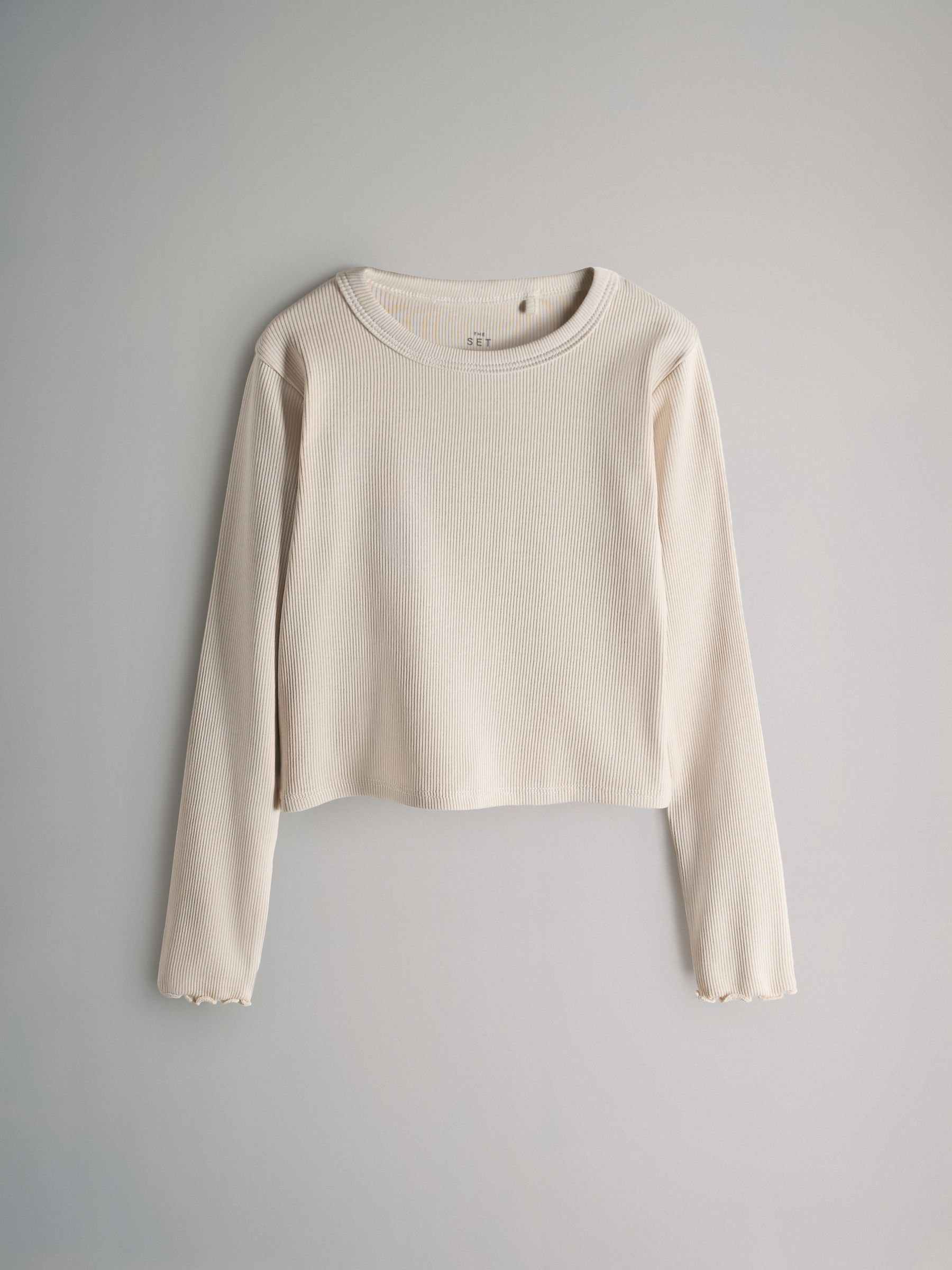 7 Pack Cotton Rib Long Sleeve Cropped T-Shirts - Image 3 of 10