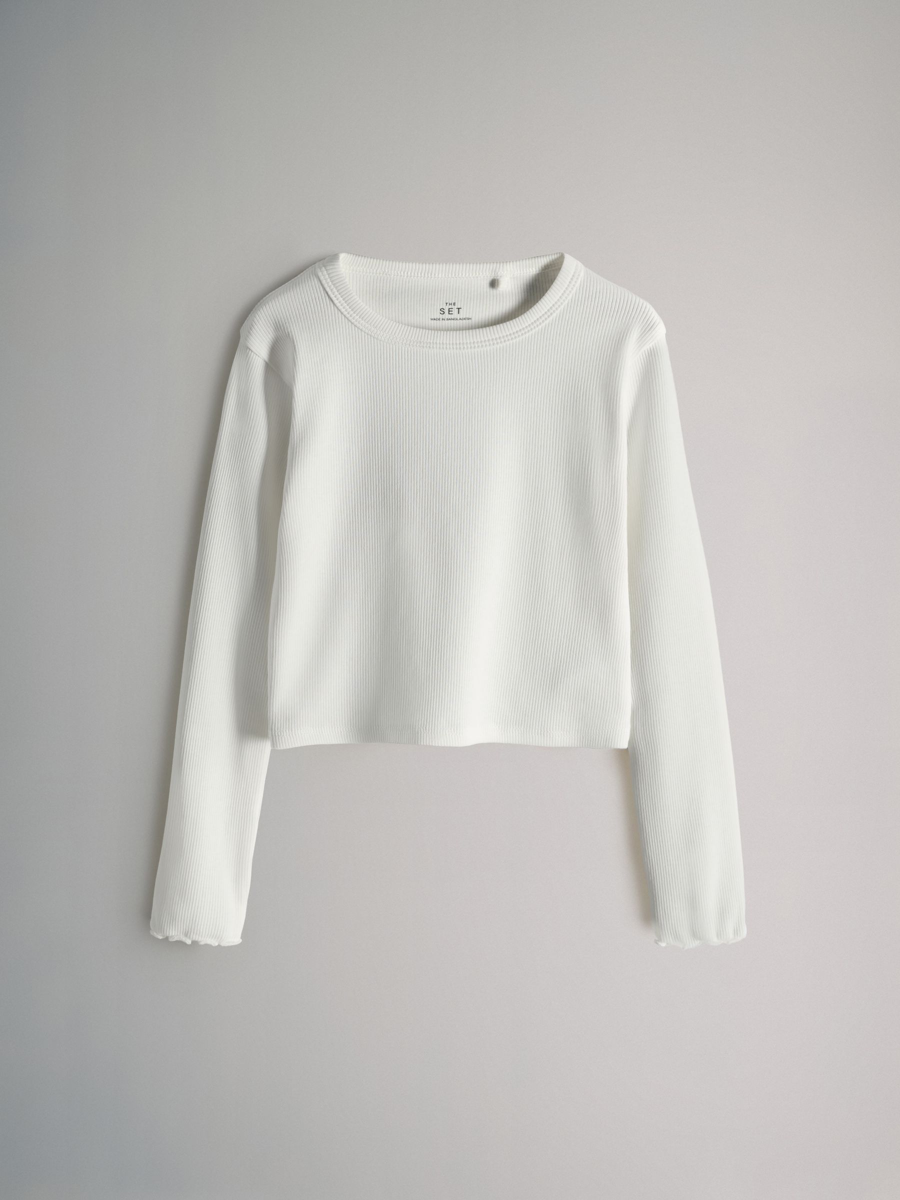 7 Pack Cotton Rib Long Sleeve Cropped T-Shirts - Image 4 of 10