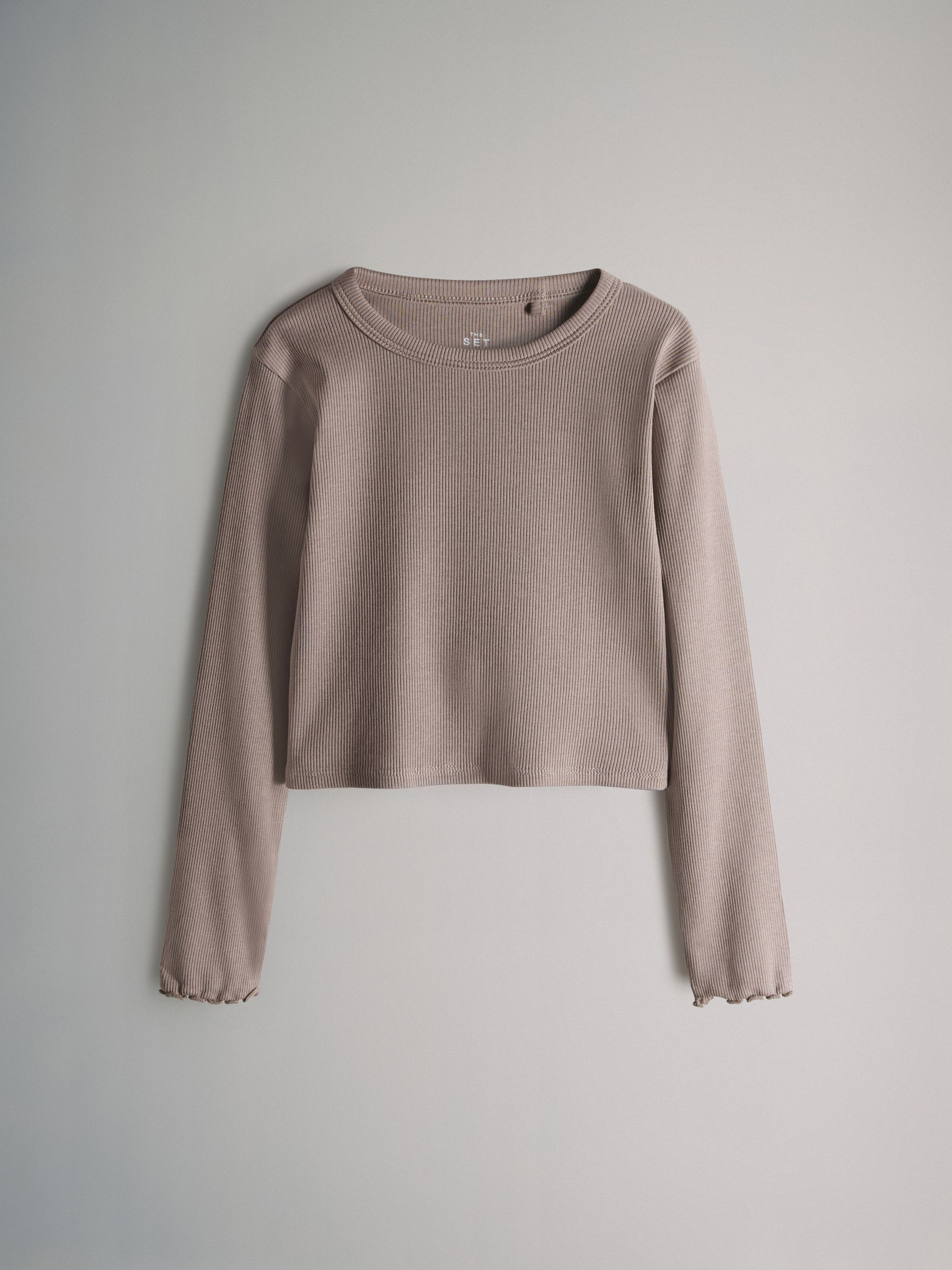 7 Pack Cotton Rib Long Sleeve Cropped T-Shirts - Image 5 of 10