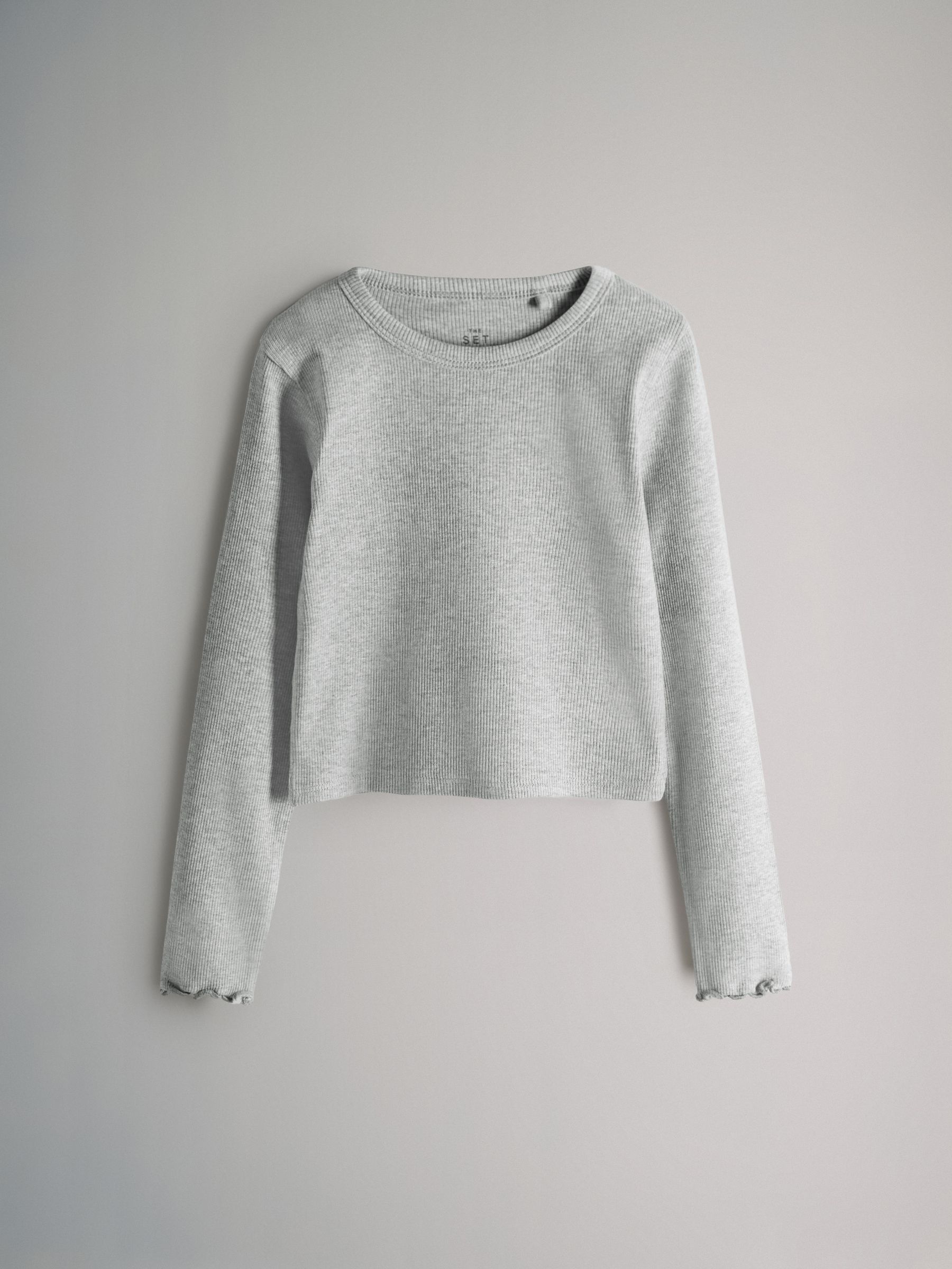 7 Pack Cotton Rib Long Sleeve Cropped T-Shirts - Image 6 of 10