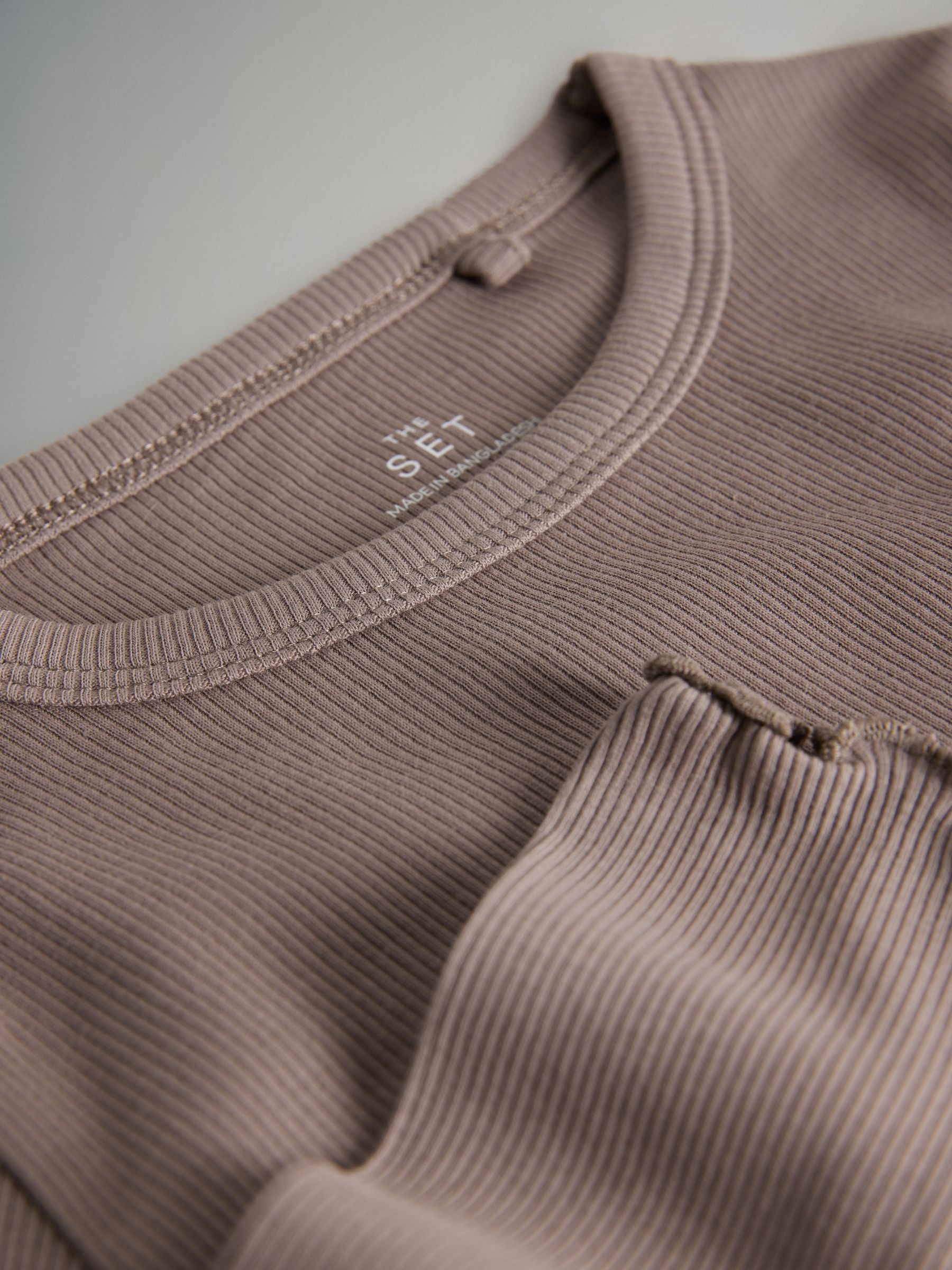 Black/Brown/Grey Marl/Cream 7 Pack Cotton Rib Long Sleeve Cropped T-Shirts - Image 6 of 6 Black/Brown/Grey Marl/Cream 7 Pack Cotton Rib Long Sleeve Cropped T-Shirts - Image 6 of 6