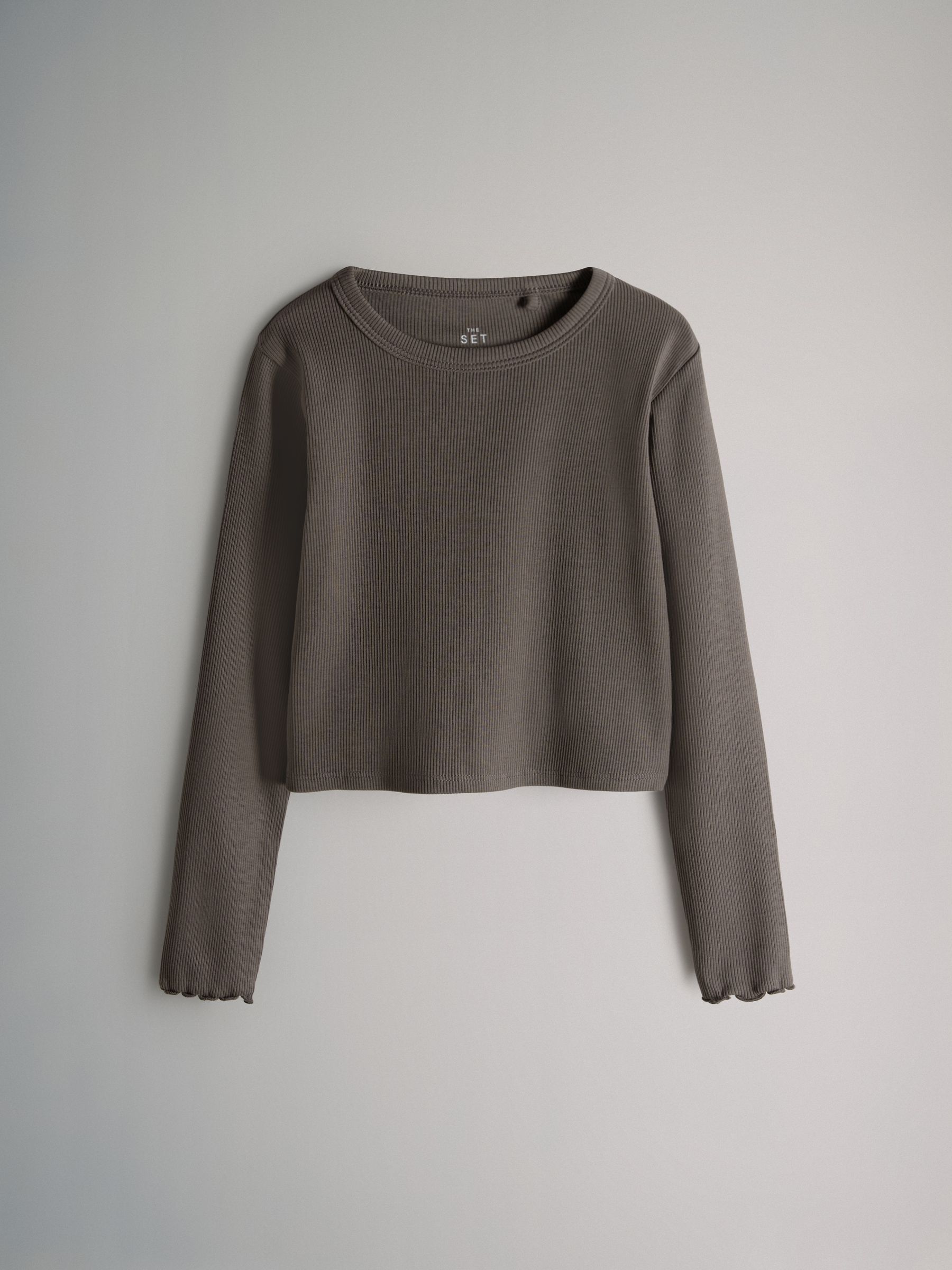 7 Pack Cotton Rib Long Sleeve Cropped T-Shirts - Image 8 of 10
