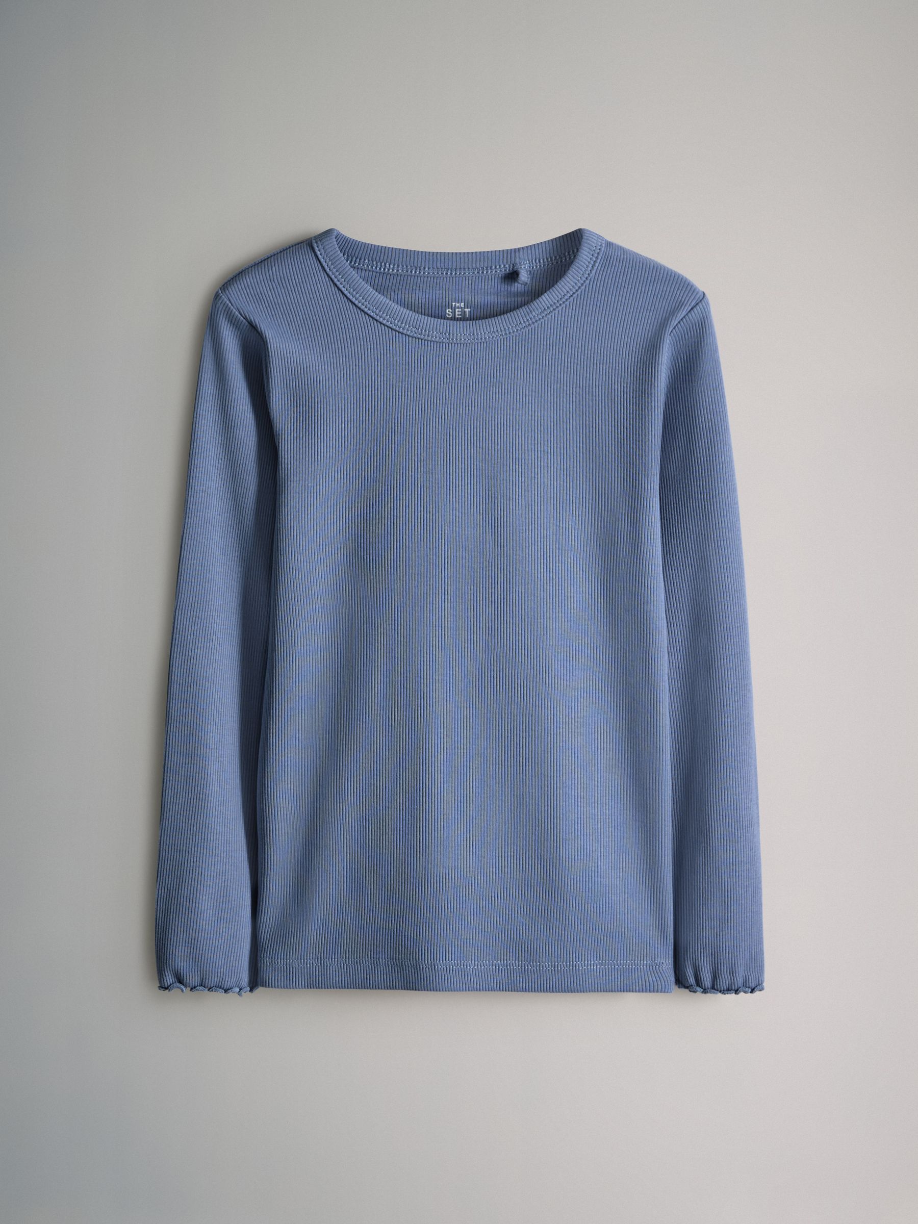 7 Pack Long Sleeve Rib Cotton T-Shirts - Image 8 of 10
