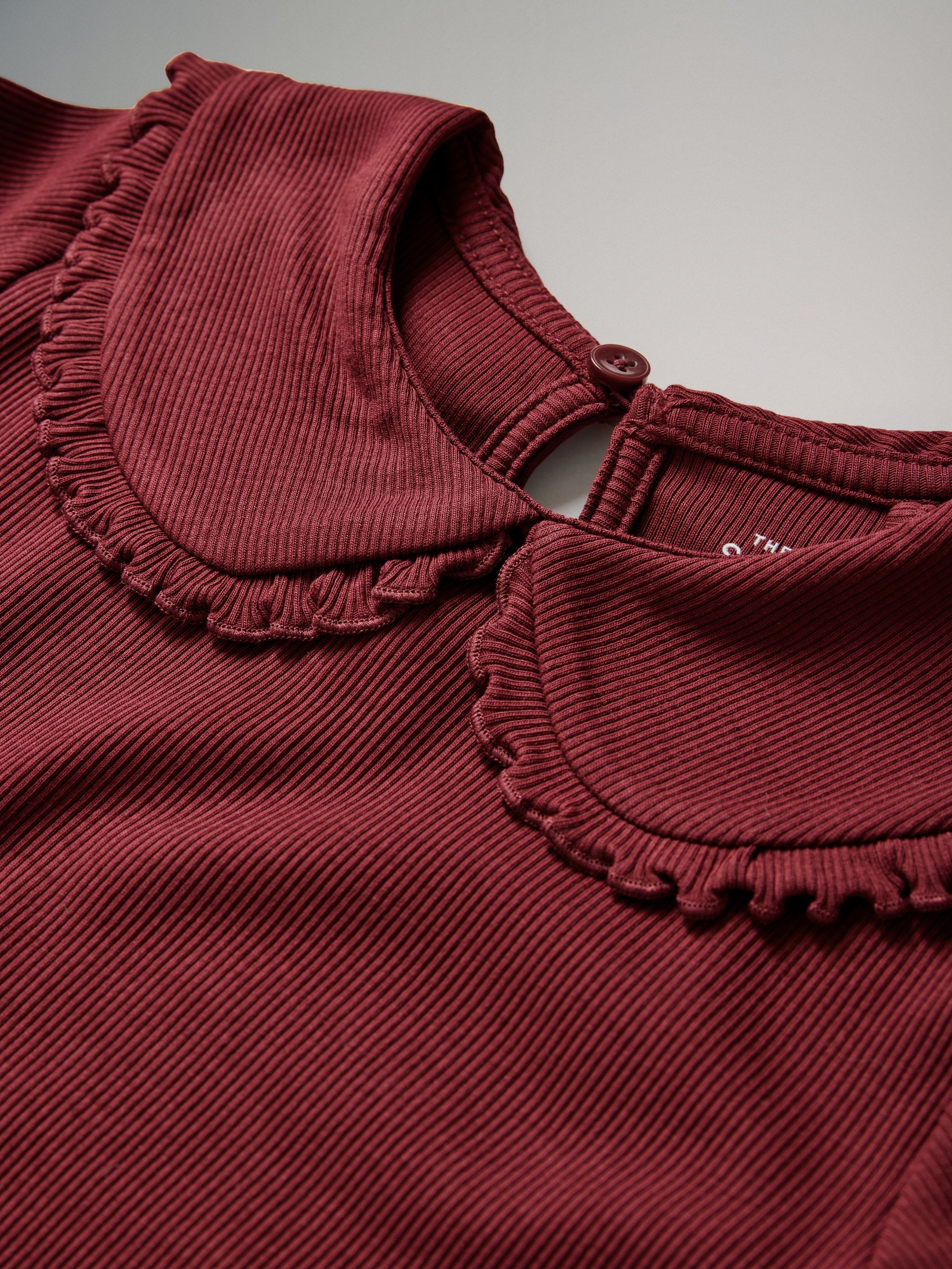 Navy/Dark Red/Cream - 4 Pack Long Sleeve Rib Collar Tops - Image 5 of 6