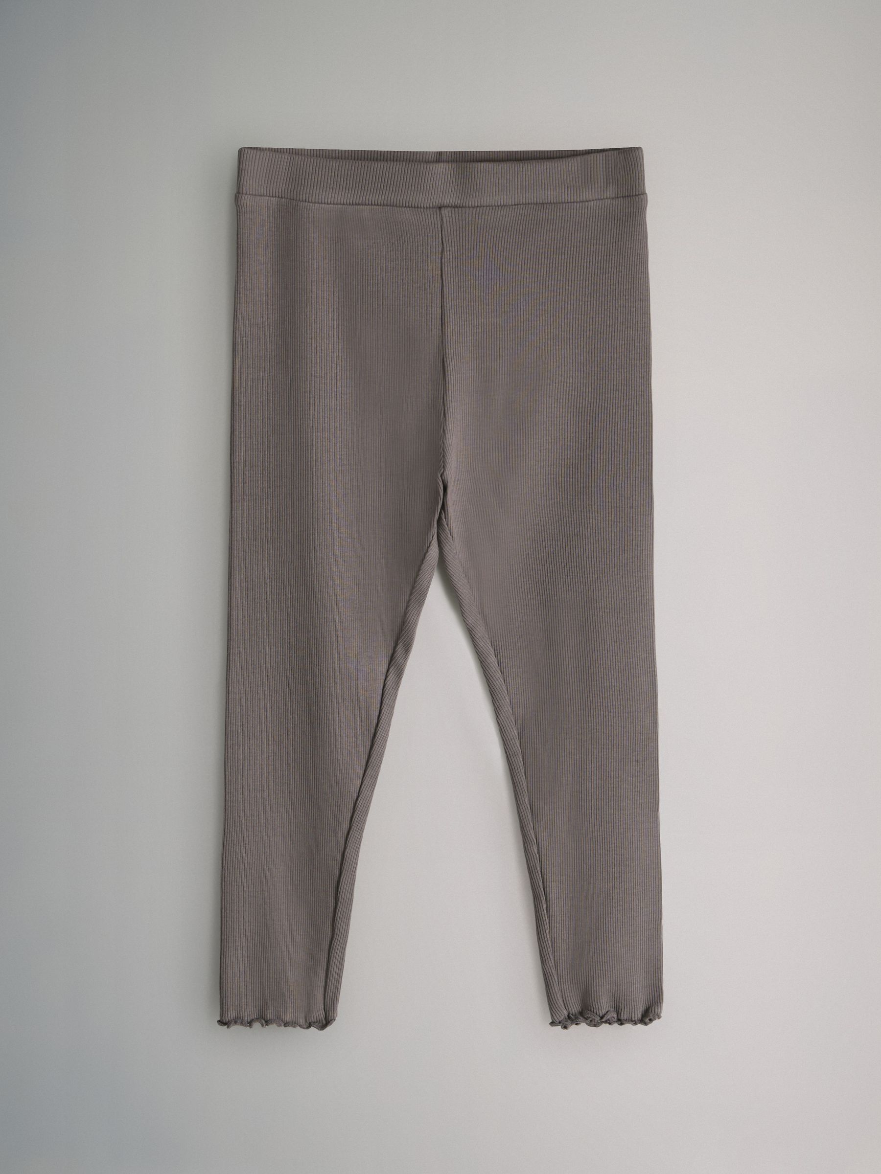 Black/Brown/Cream - 4 Pack Rib Cotton Leggings - Image 4 of 7