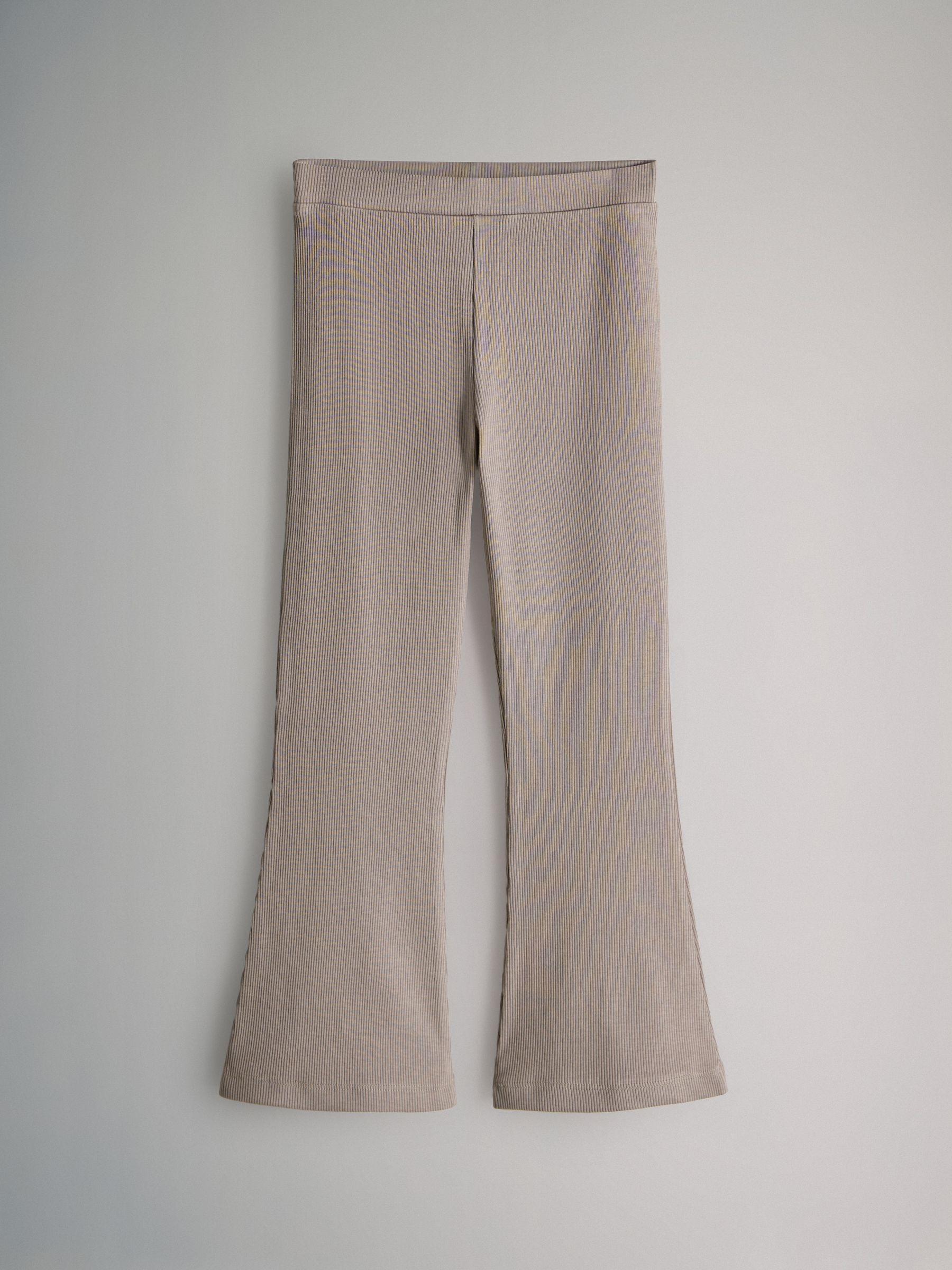 Black/Brown/Cream - 4 Pack Flared Rib Cotton Leggings - Image 10 of 12
