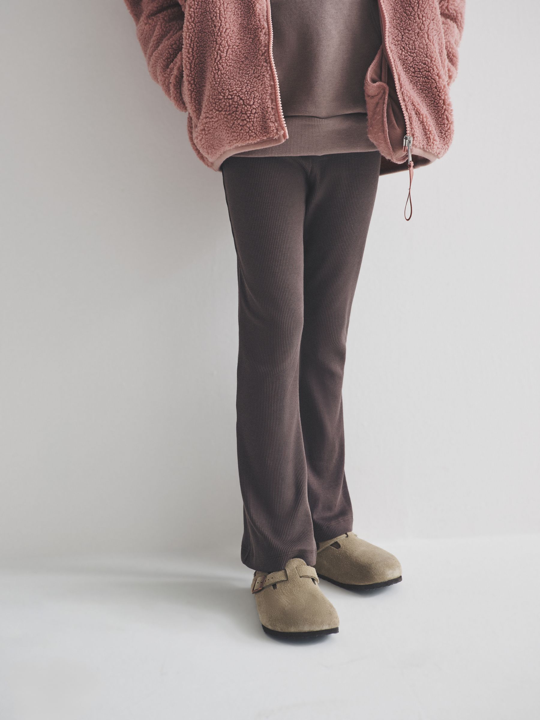Black/Brown/Cream - 4 Pack Flared Rib Cotton Leggings - Image 5 of 12