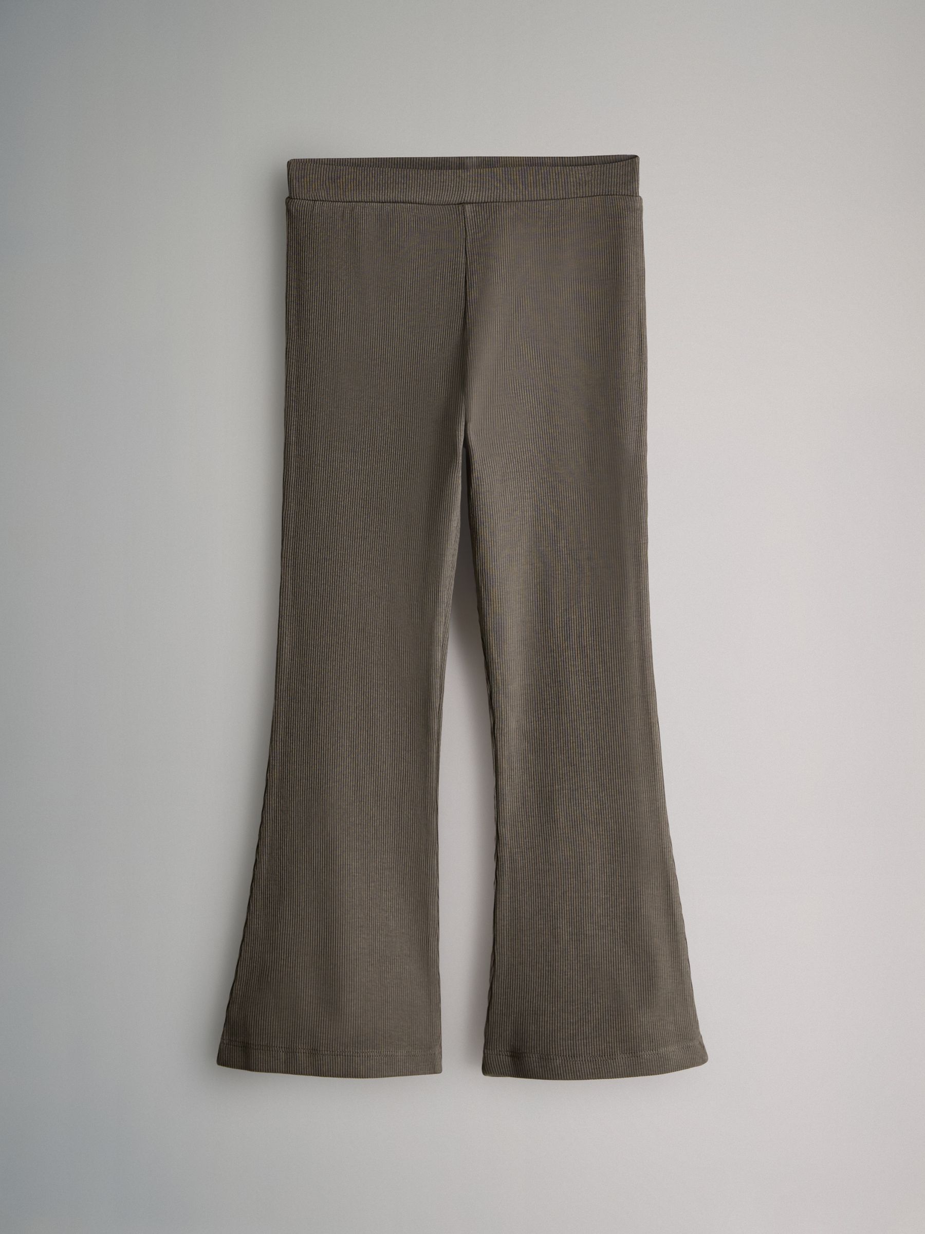 Black/Brown/Cream - 4 Pack Flared Rib Cotton Leggings - Image 8 of 12