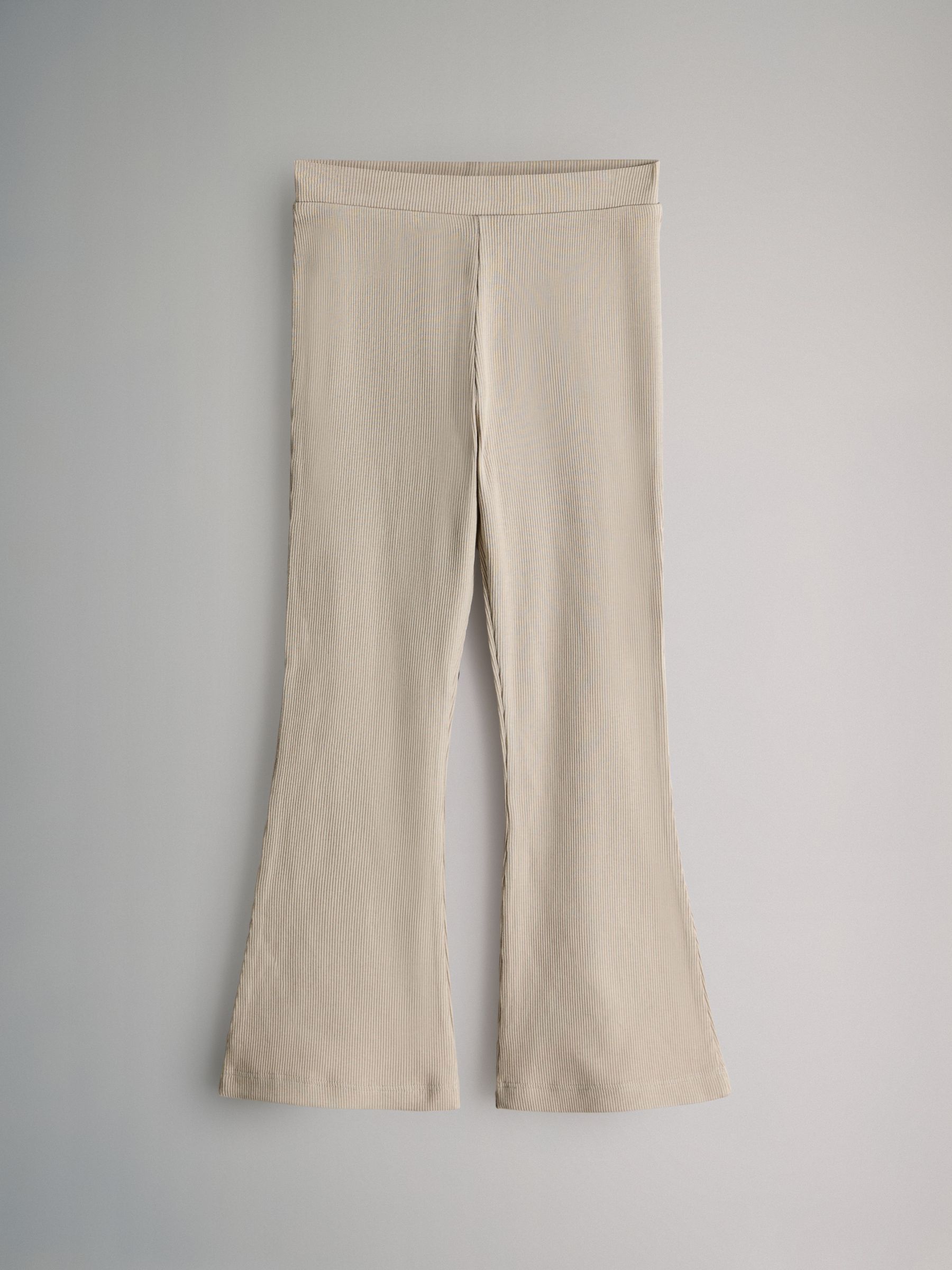 Black/Brown/Cream - 4 Pack Flared Rib Cotton Leggings - Image 9 of 12