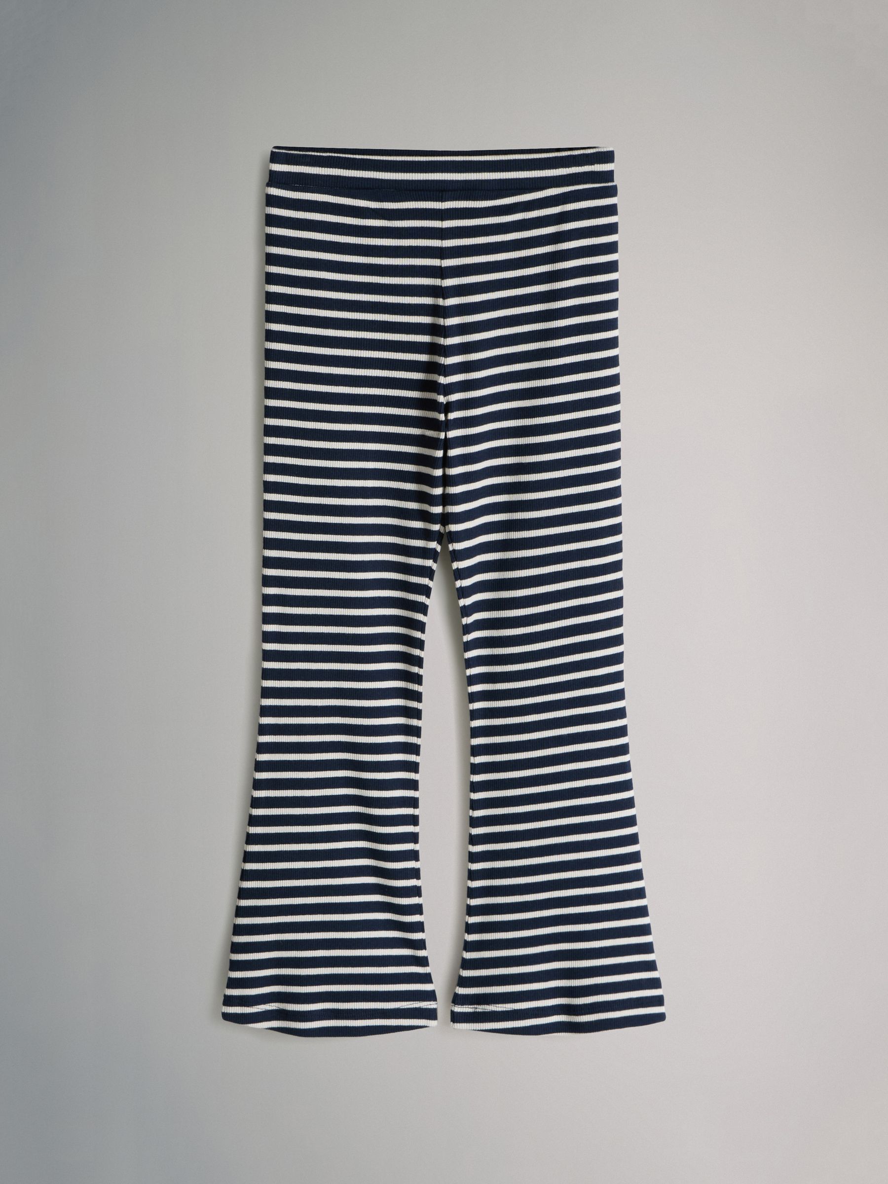 Navy Blue/Red/Pink/Breton Stripe - 4 Pack Flared Rib Cotton Leggings - Image 2 of 7