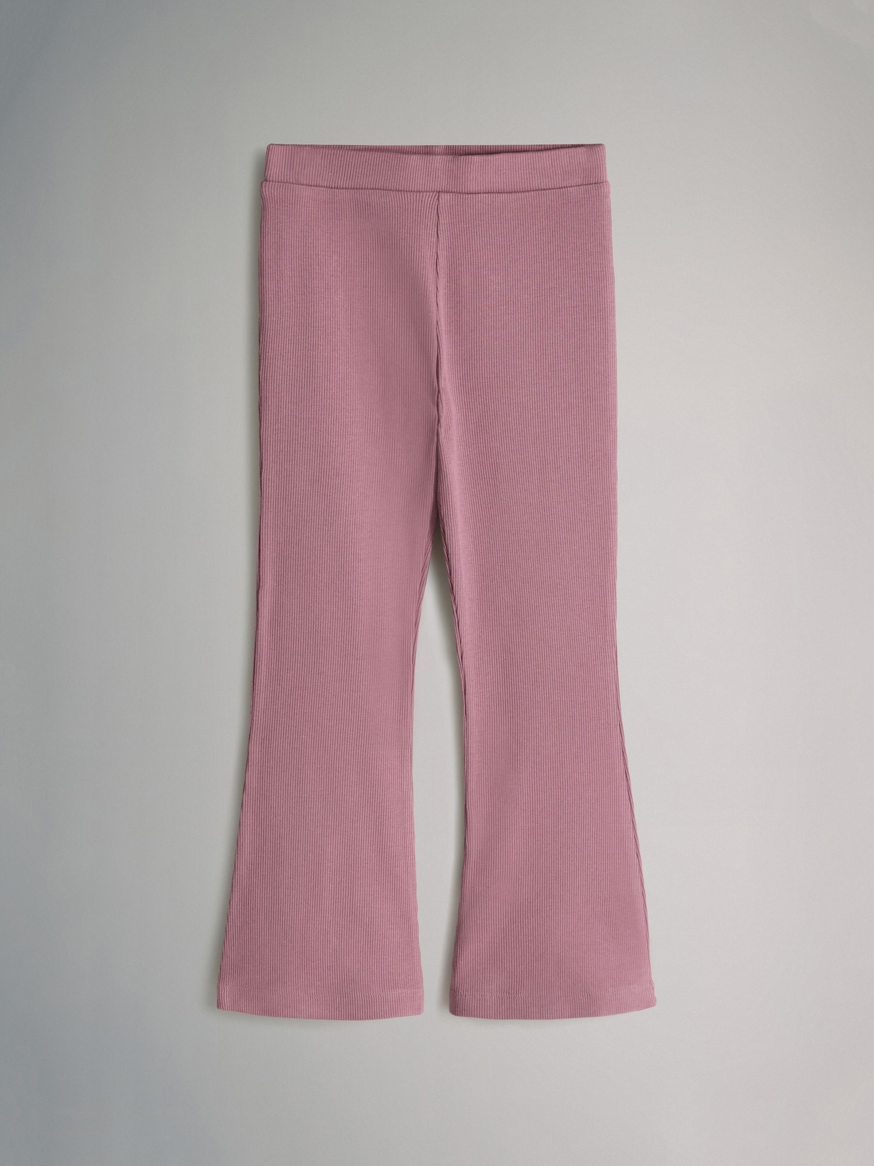 Navy Blue/Red/Pink/Breton Stripe - 4 Pack Flared Rib Cotton Leggings - Image 3 of 7