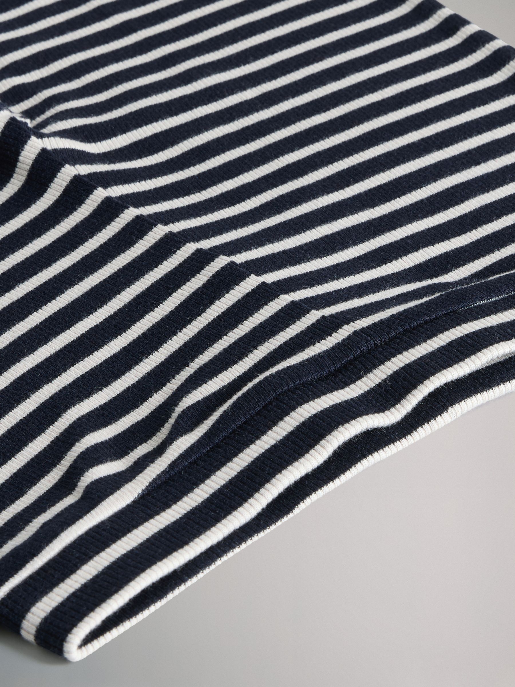 Navy Blue/Red/Pink/Breton Stripe - 4 Pack Flared Rib Cotton Leggings - Image 7 of 7