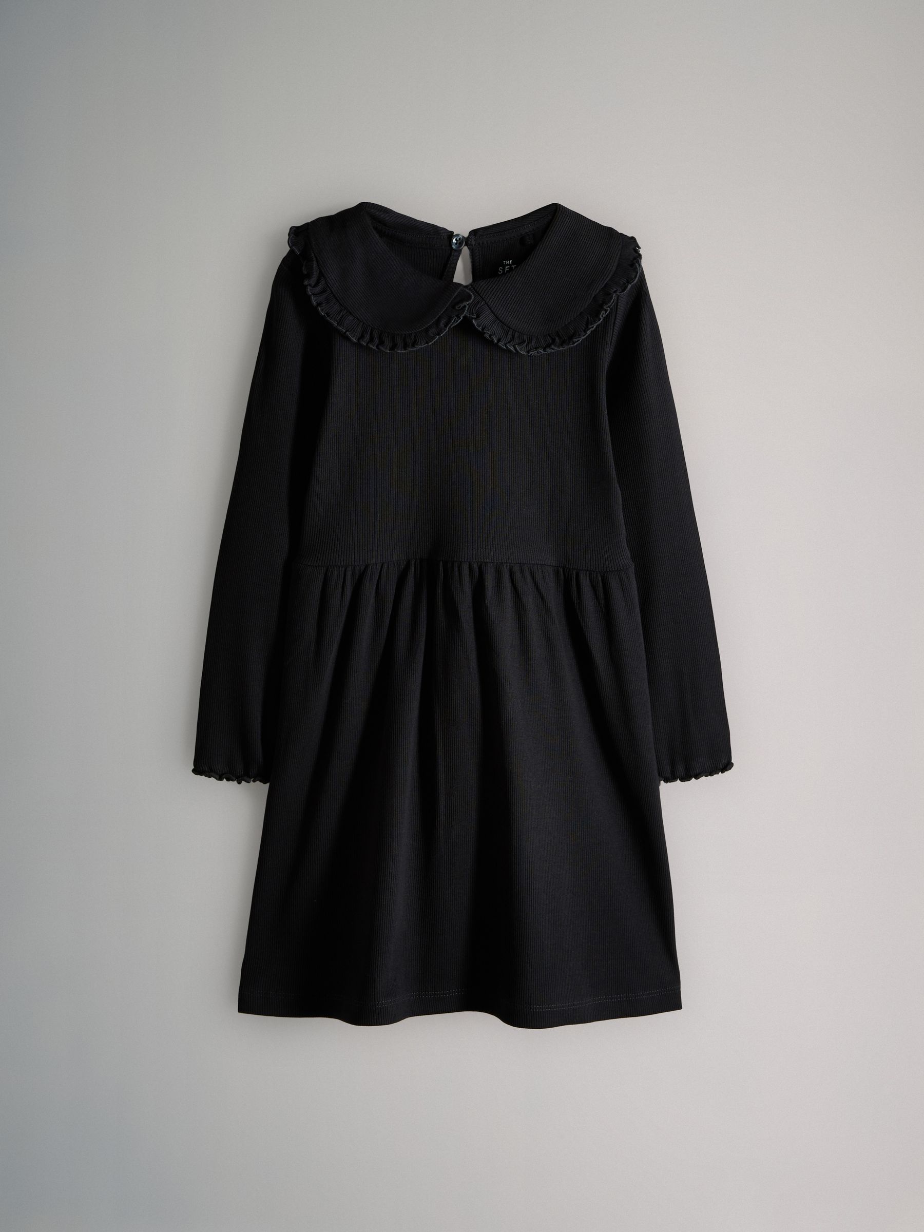 Black/Brown/Grey Marl - 3 Pack Rib Long Sleeve Collar Dresses - Image 4 of 6