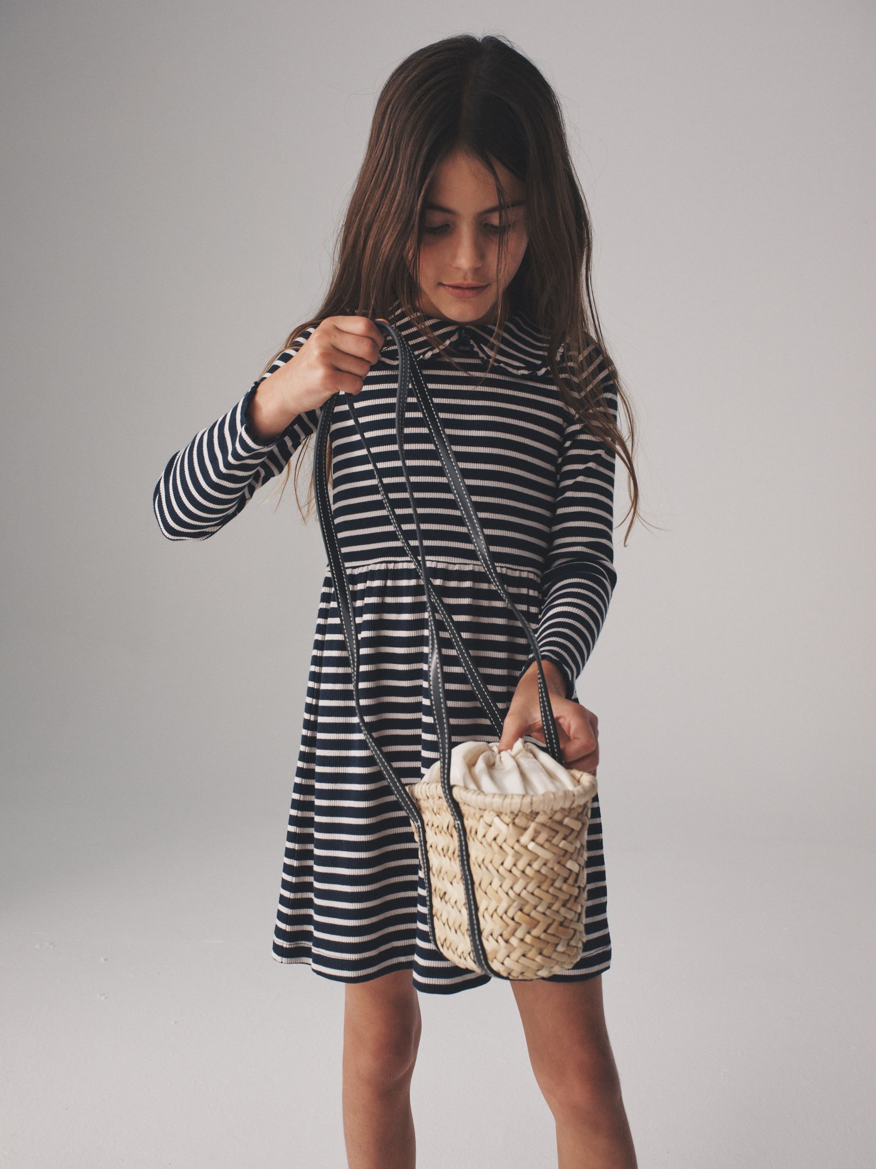 Navy/Red/Stripe - 3 Pack Rib Long Sleeve Collar Dresses - Image 5 of 12