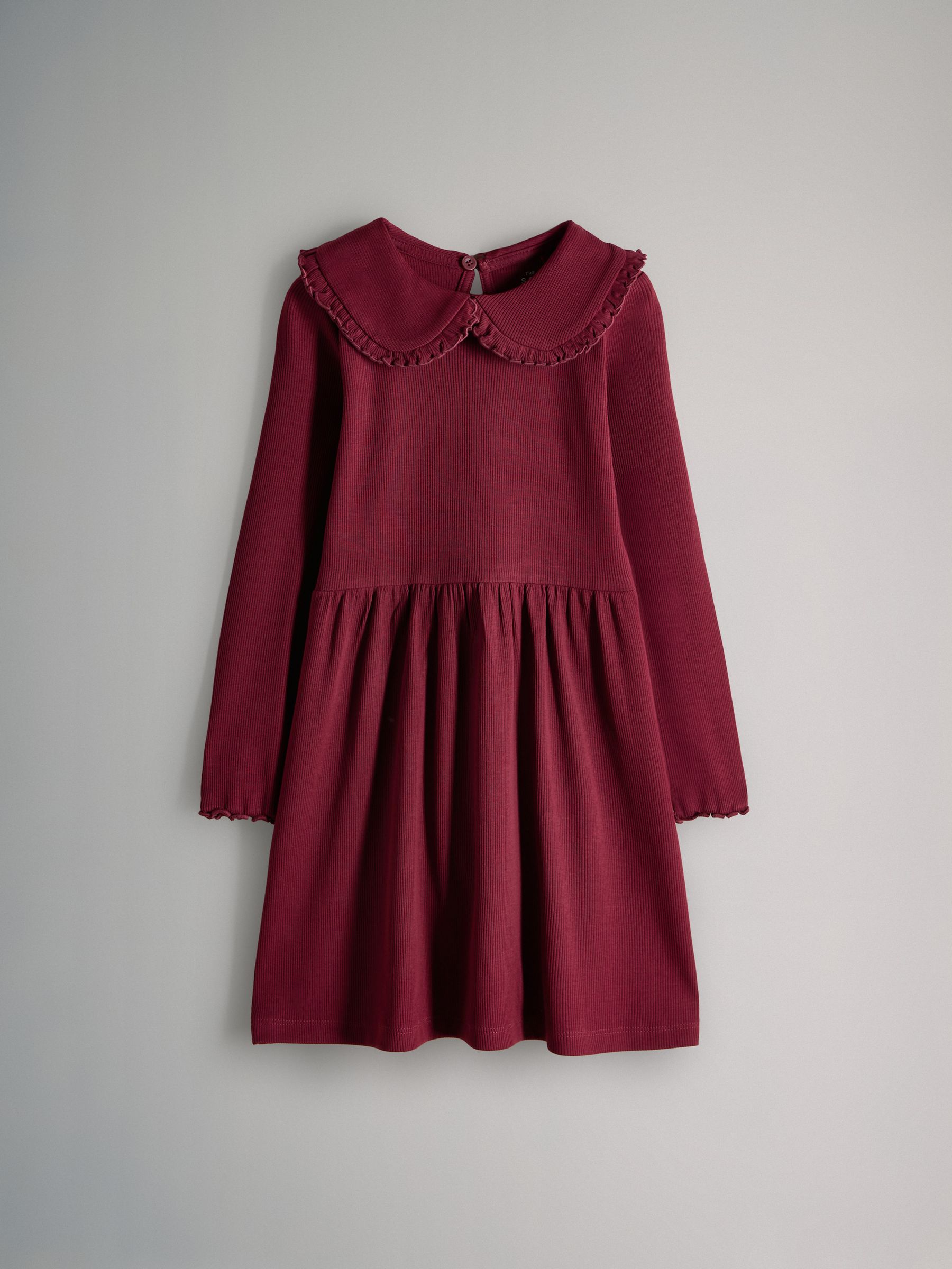 Navy/Red/Stripe - 3 Pack Rib Long Sleeve Collar Dresses - Image 8 of 12