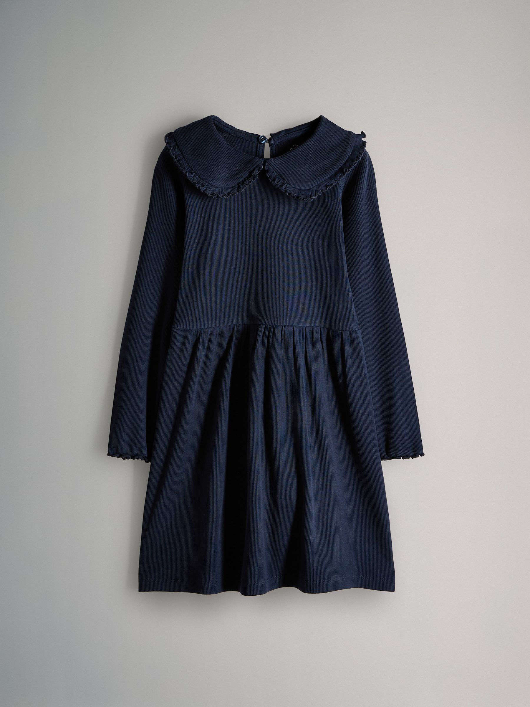 Navy/Red/Stripe - 3 Pack Rib Long Sleeve Collar Dresses - Image 9 of 12