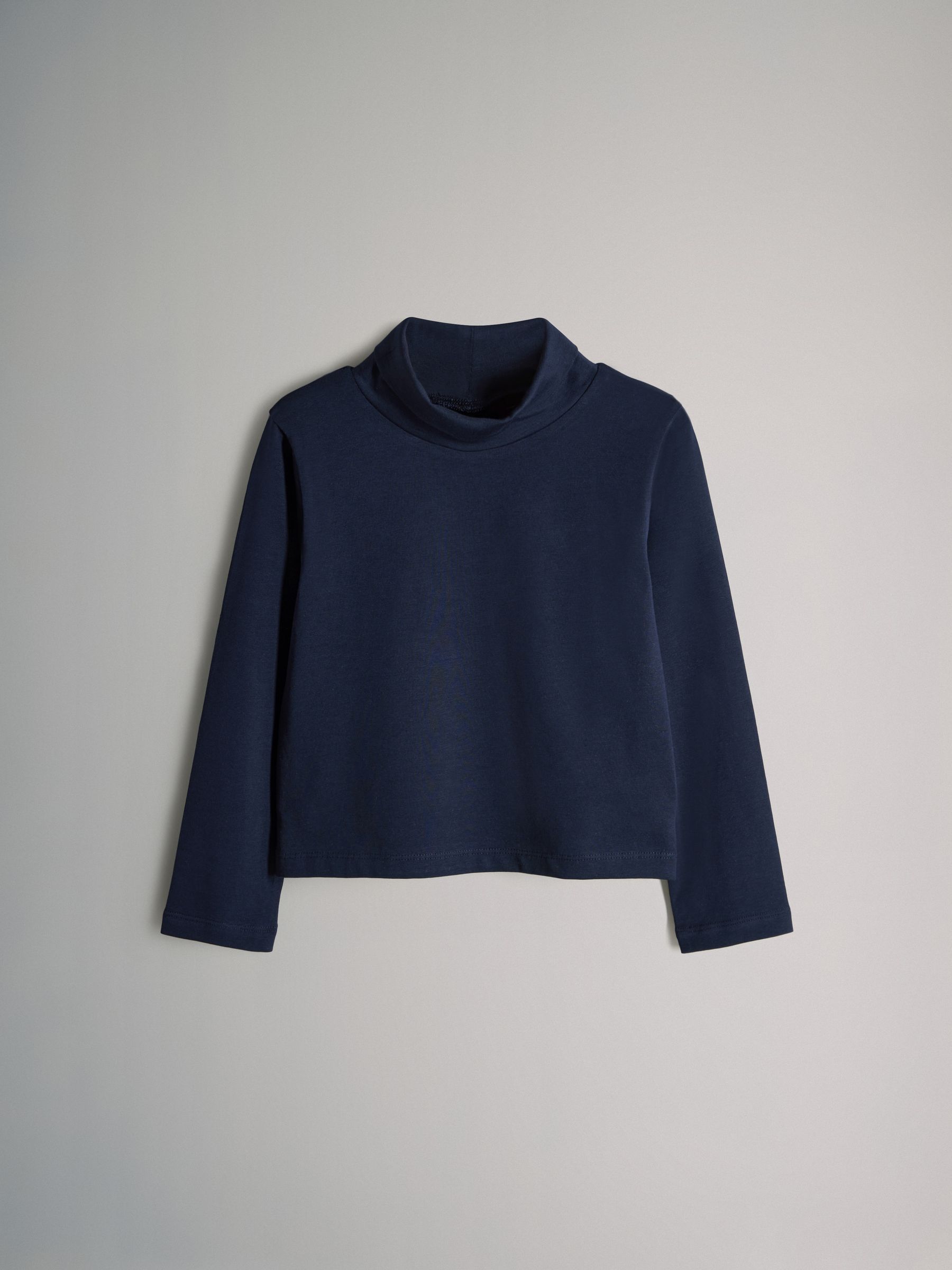 Red/Navy Blue/Cream - 3 Pack Long Sleeve Roll Neck Cotton T-Shirts - Image 3 of 6
