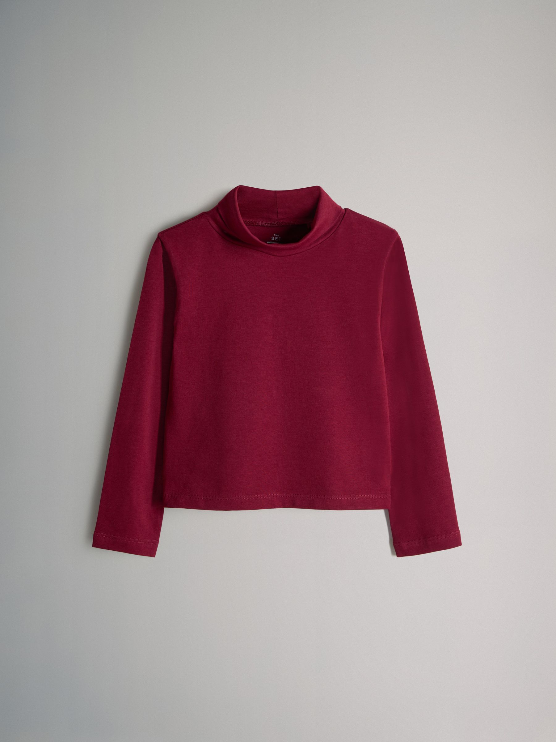 Red/Navy Blue/Cream - 3 Pack Long Sleeve Roll Neck Cotton T-Shirts - Image 4 of 6