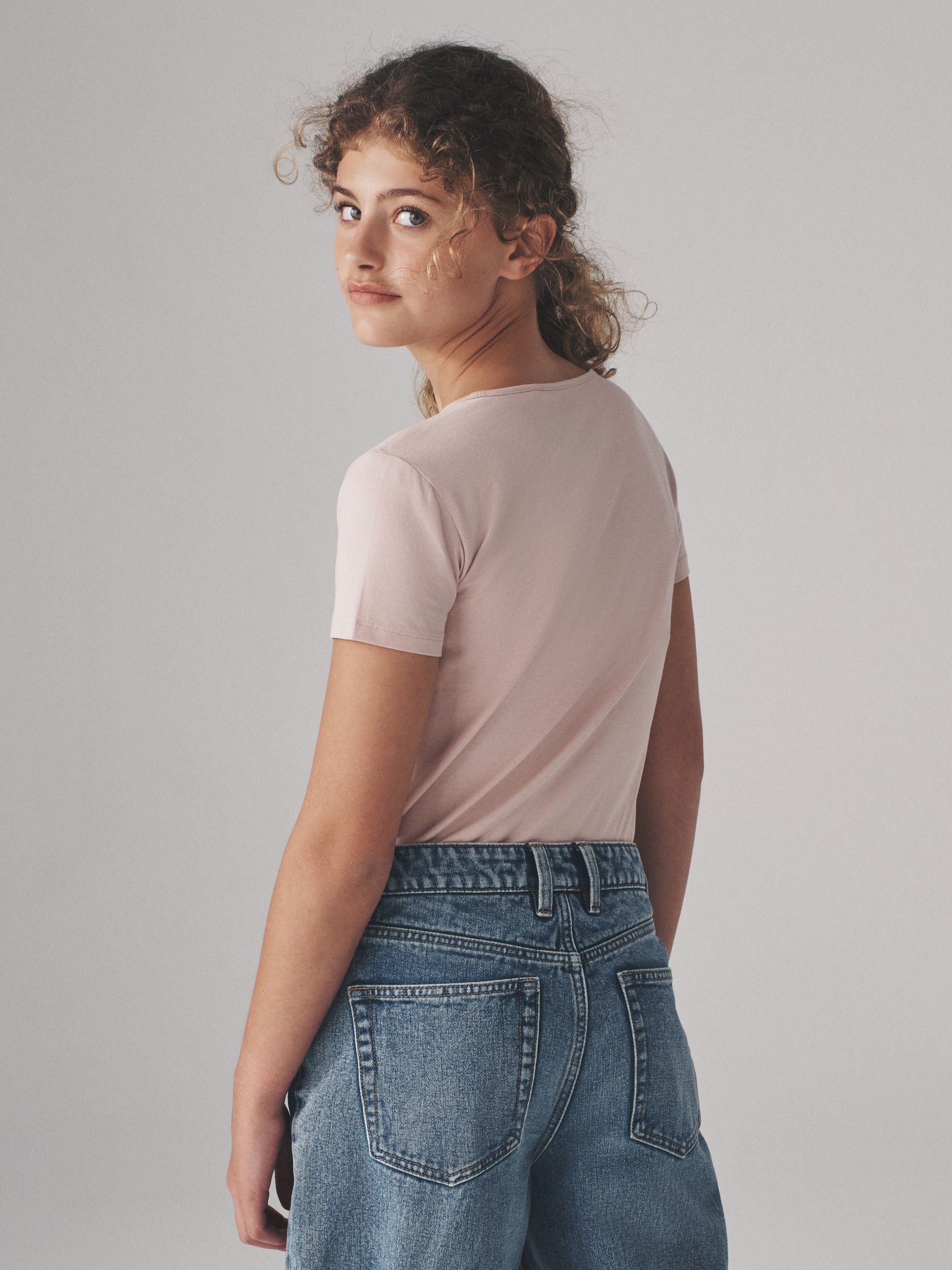 Pink/Cream/Brown - 5 Pack Short Sleeve Crew Neck Cotton T-Shirts - Image 4 of 13