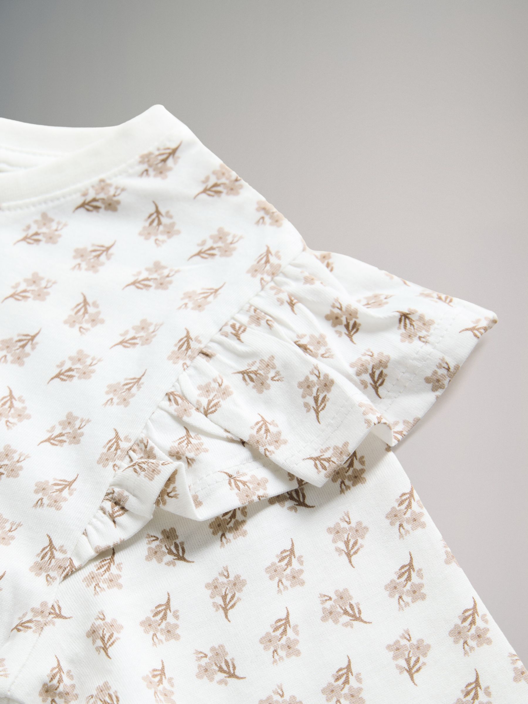 Grey/Brown/Pink/White - 4 Pack Long Sleeve Ruffle Cotton T-Shirts - Image 13 of 13