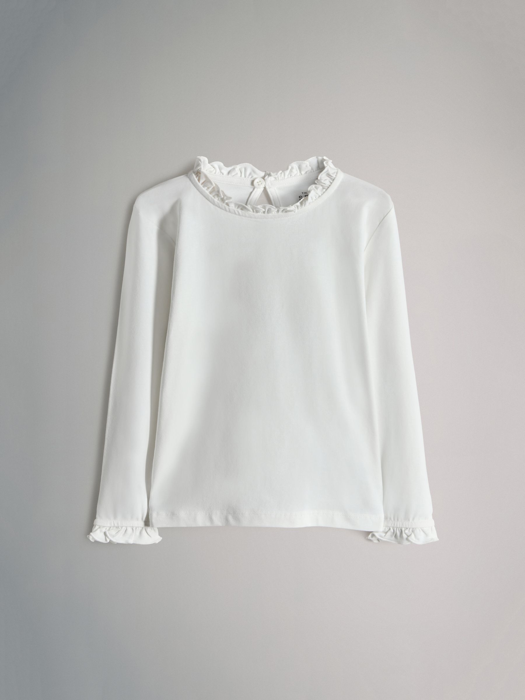 3 Pack Long Sleeve Frill Neck Cotton T-Shirts - Image 3 of 6