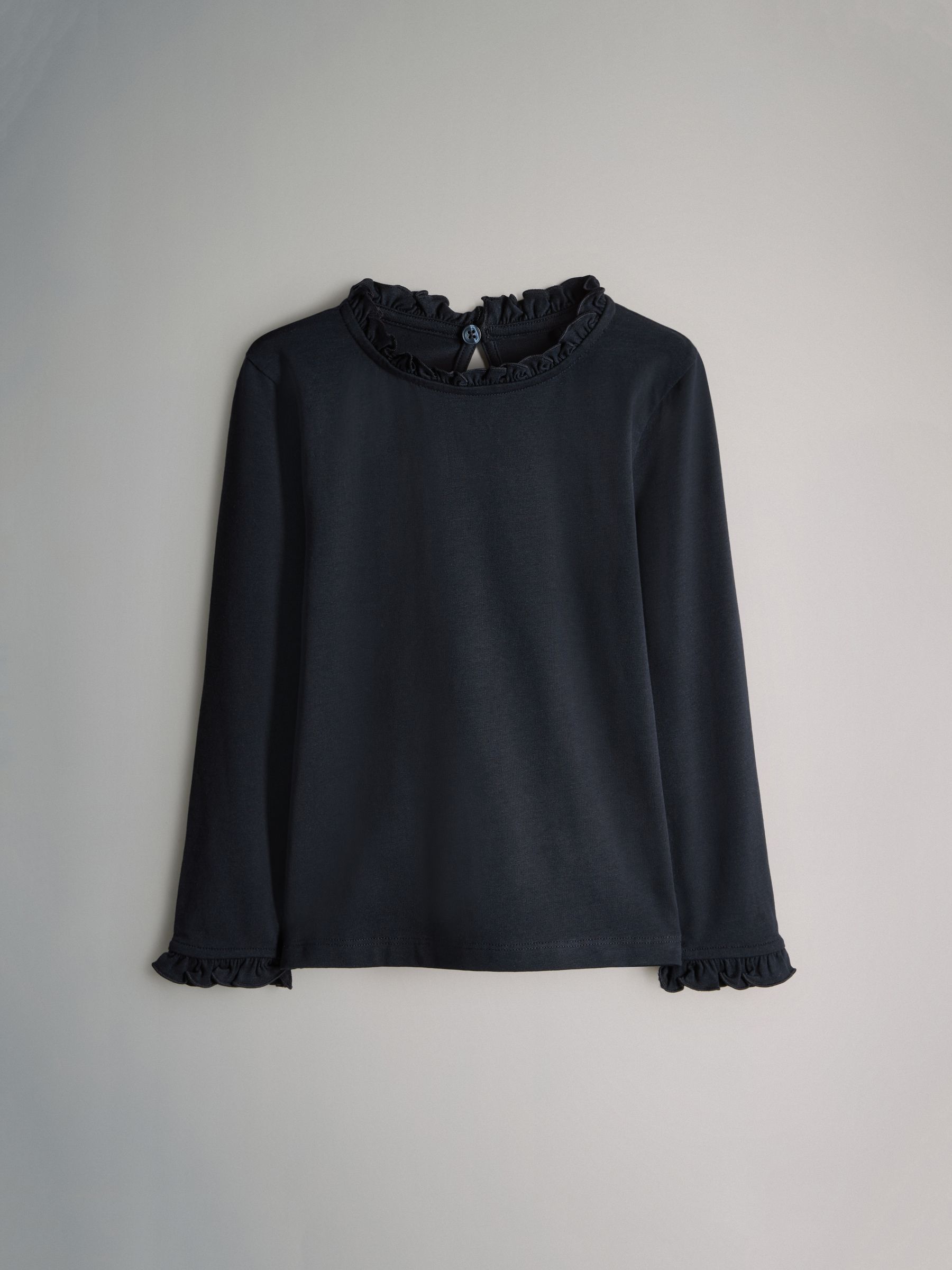 3 Pack Long Sleeve Frill Neck Cotton T-Shirts - Image 4 of 6