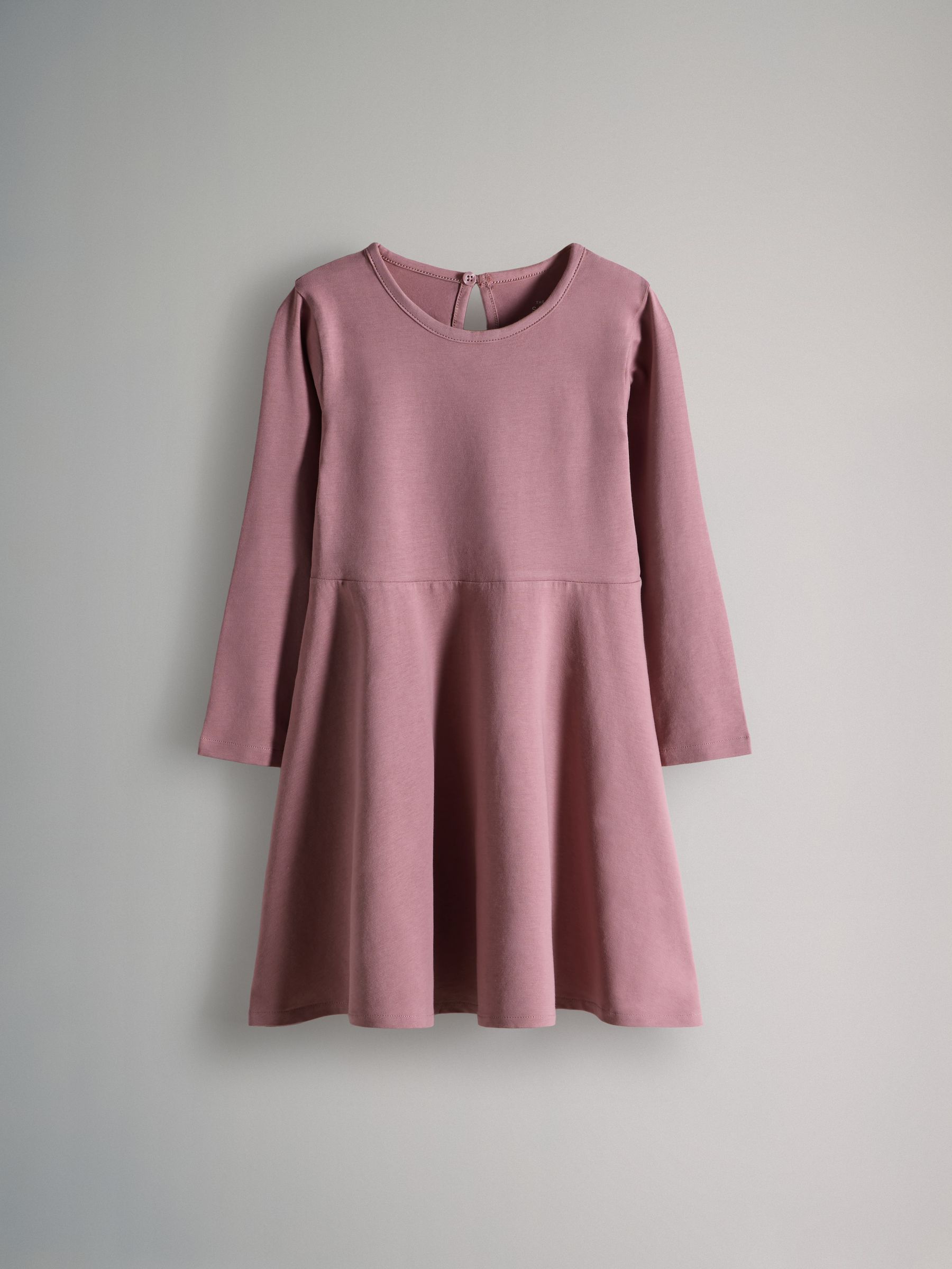 Navy Blue/Pink/Grey - 3 Pack Long Sleeve Skater Cotton Dresses - Image 3 of 6