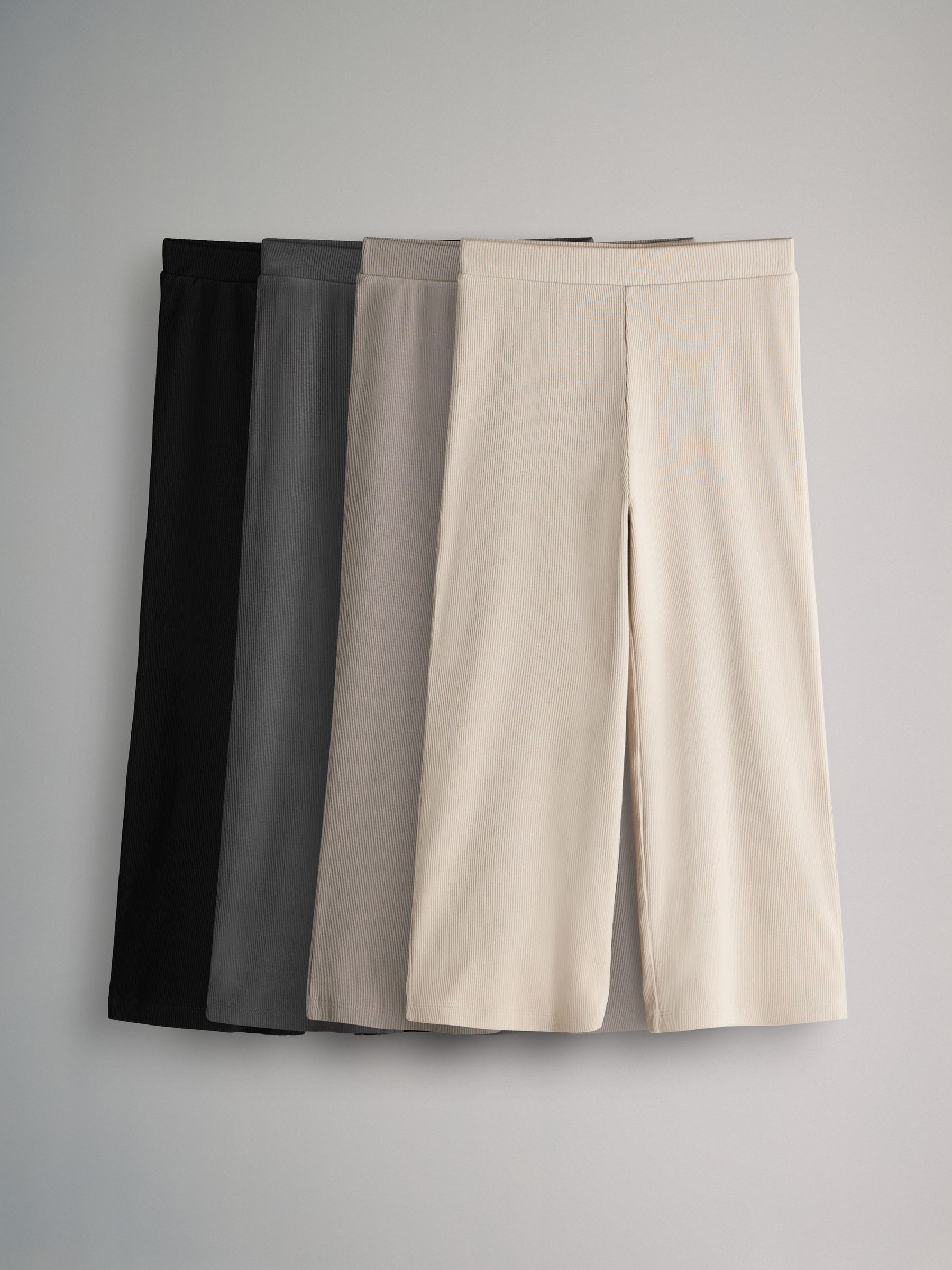 4 Pack Cotton Rib Wide Leg Trousers - Image 1 of 7 4 Pack Cotton Rib Wide Leg Trousers - Image 1 of 7