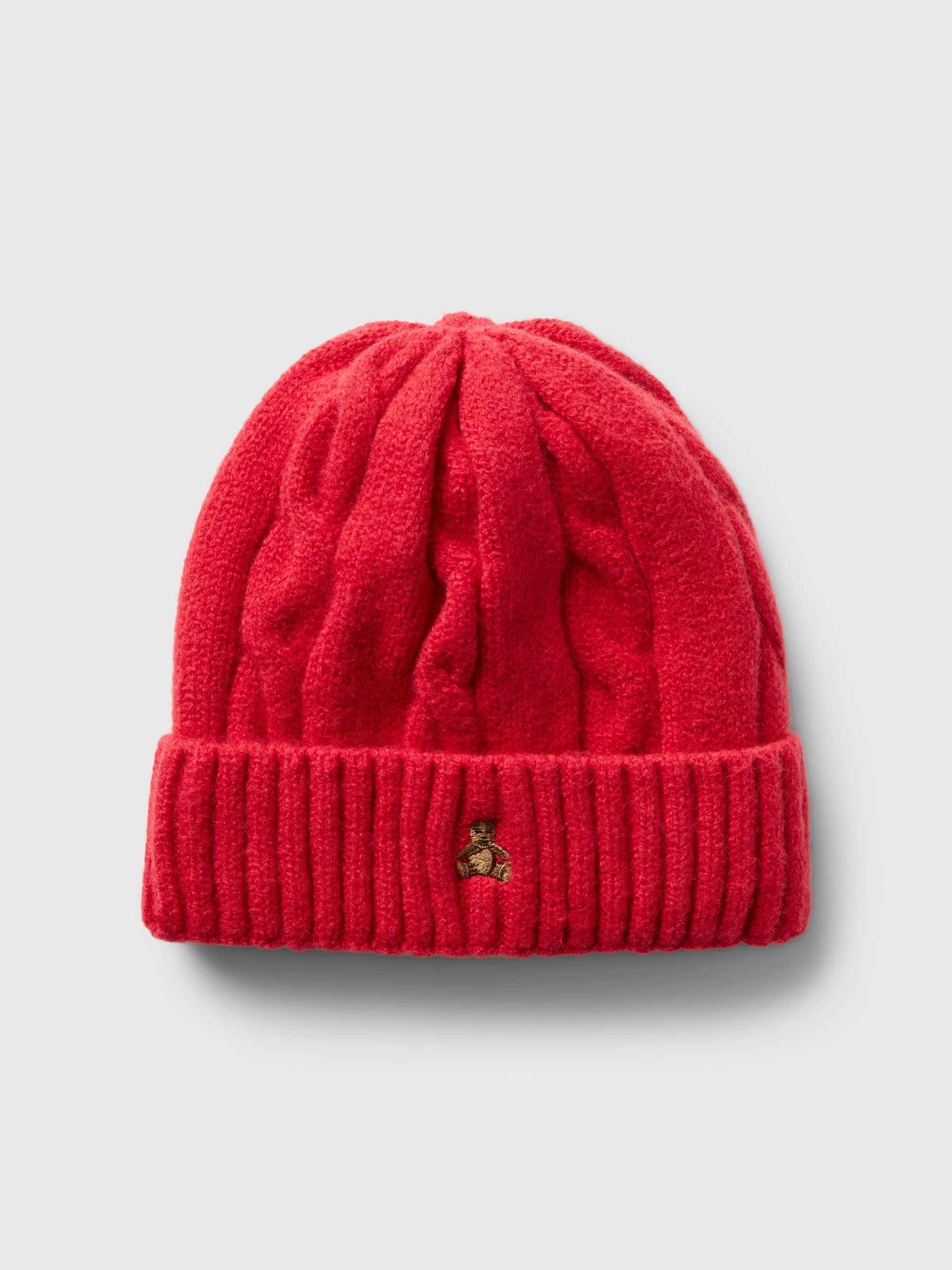 Red CashSoft Brannan Bear Cable-Knit Beanie (Newborn-3yrs) - Image 1 of 1