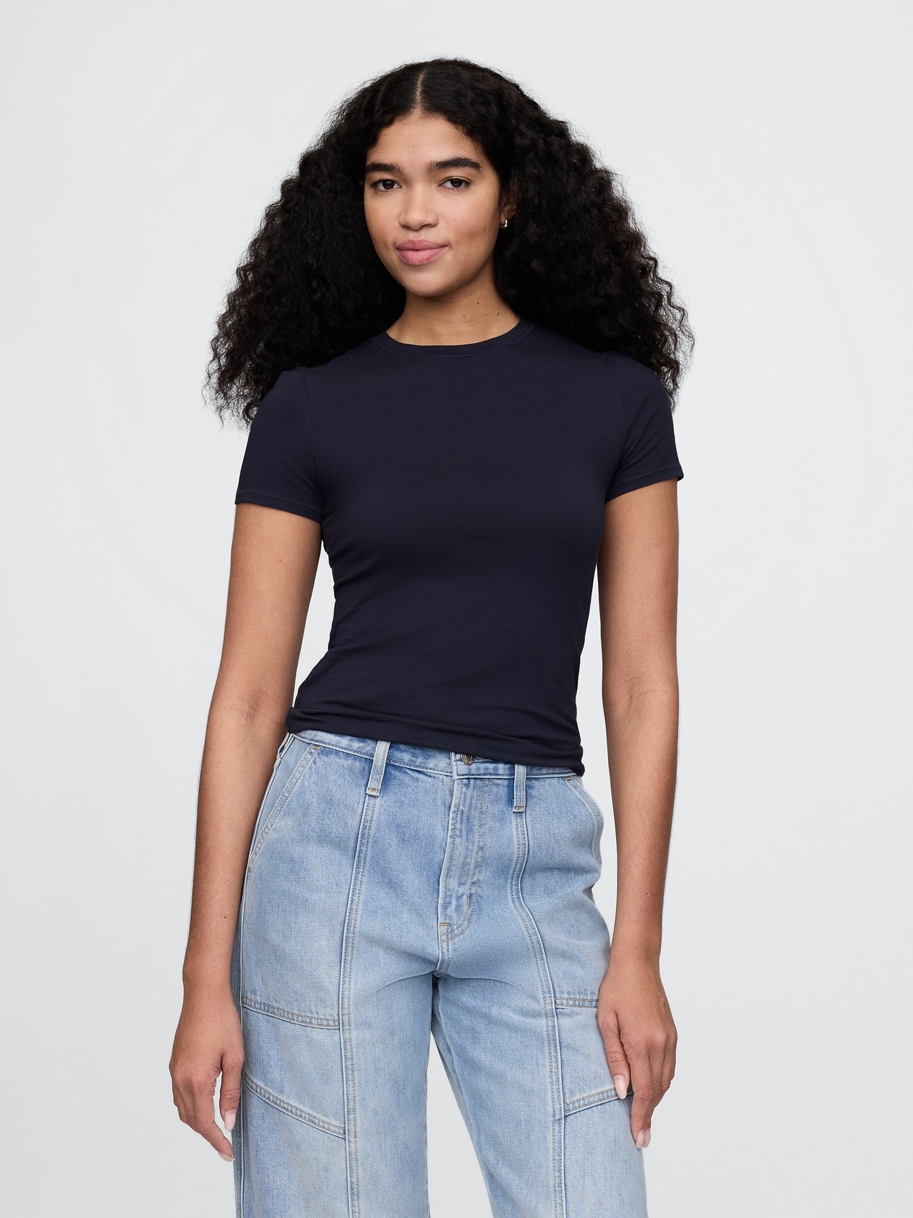 Navy Blue CloseKnit Jersey T-Shirt - Image 1 of 4