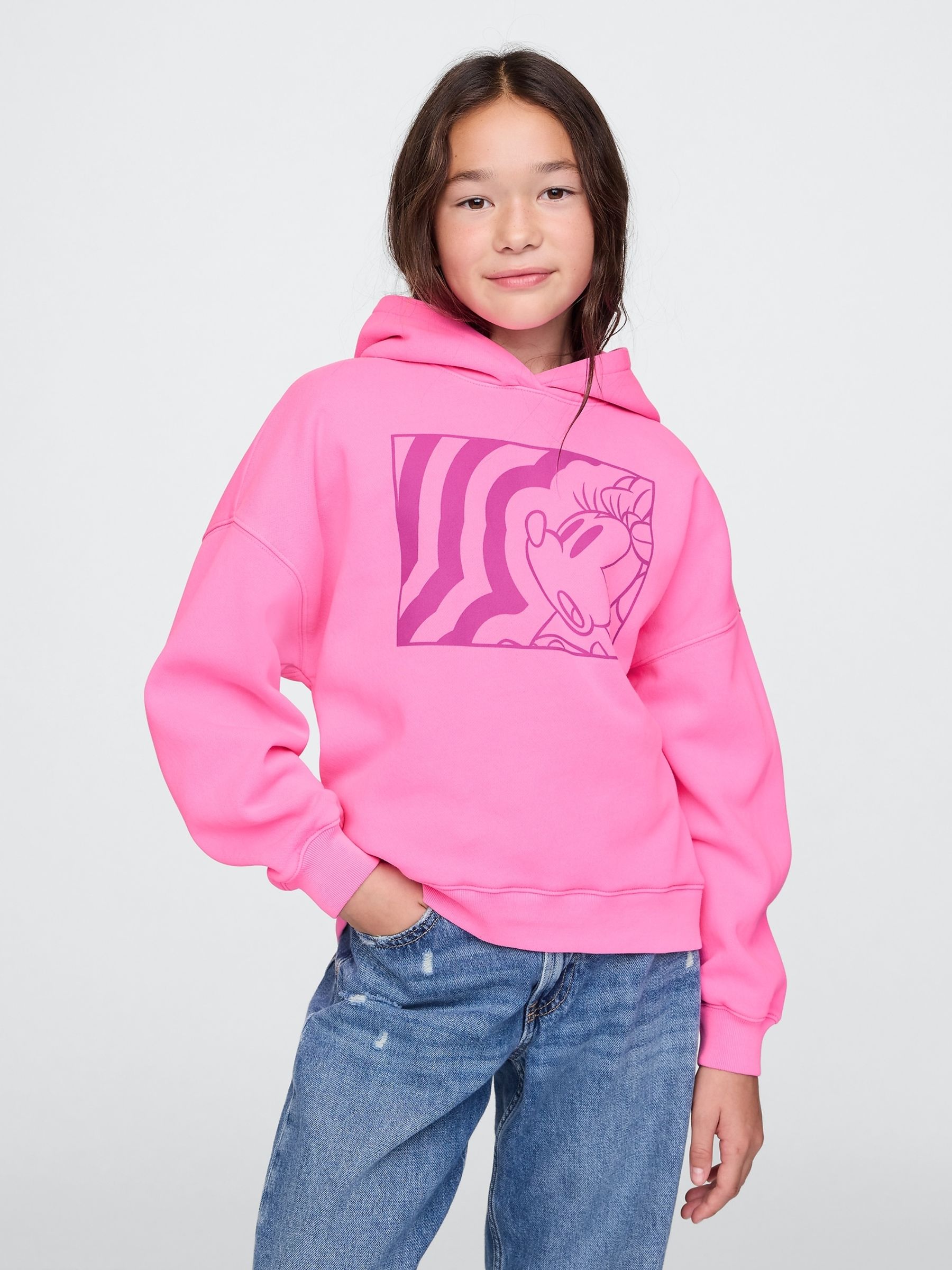 Pink Minnie Mouse Disney Vintage Soft Oversized Hoodie (4-13yrs) - Image 1 of 5