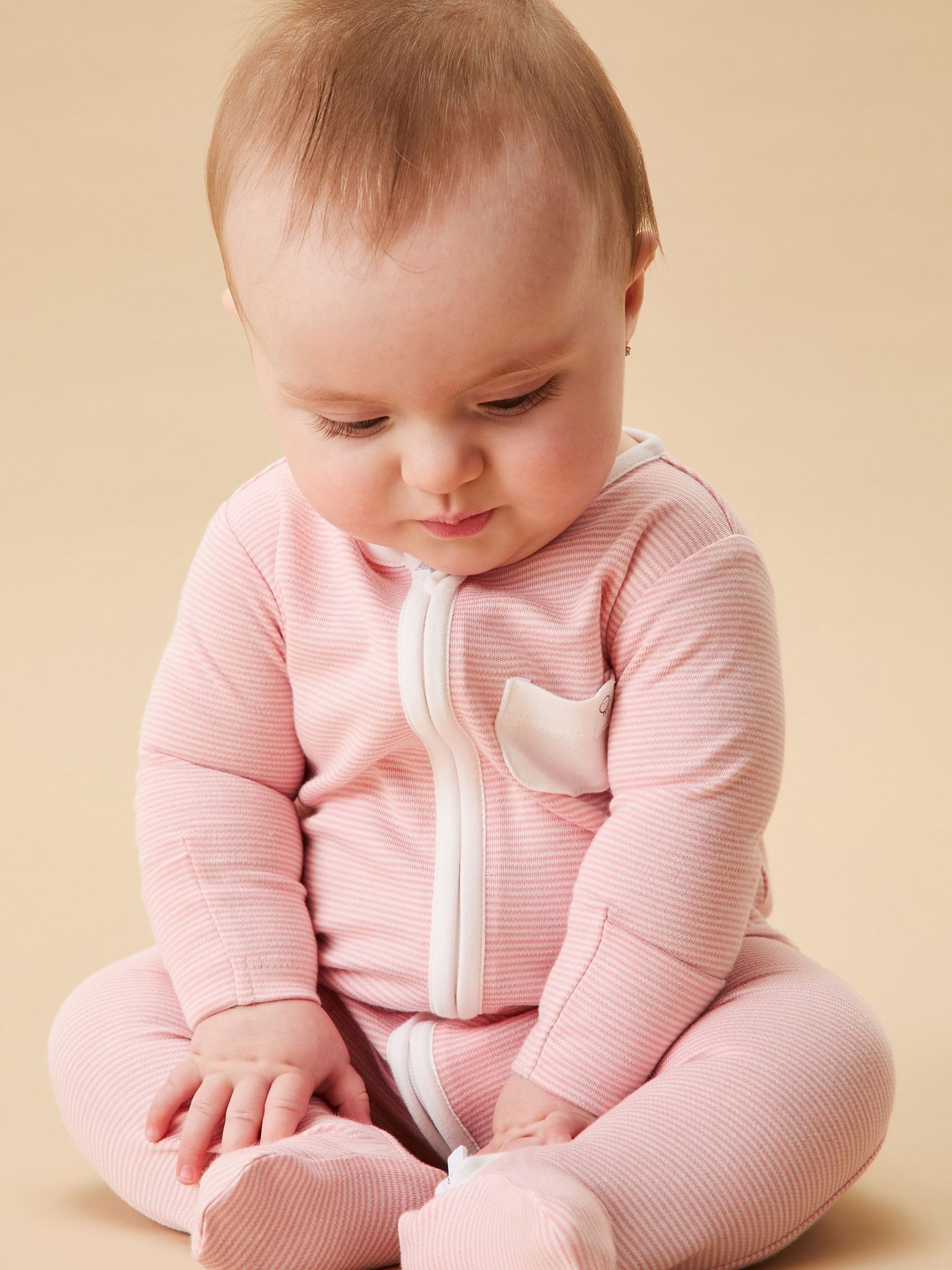 MORI Pink/White/Lilac Pack Supersoft Clever 2 Way Zip Up Sleepsuits - Image 3 of 6