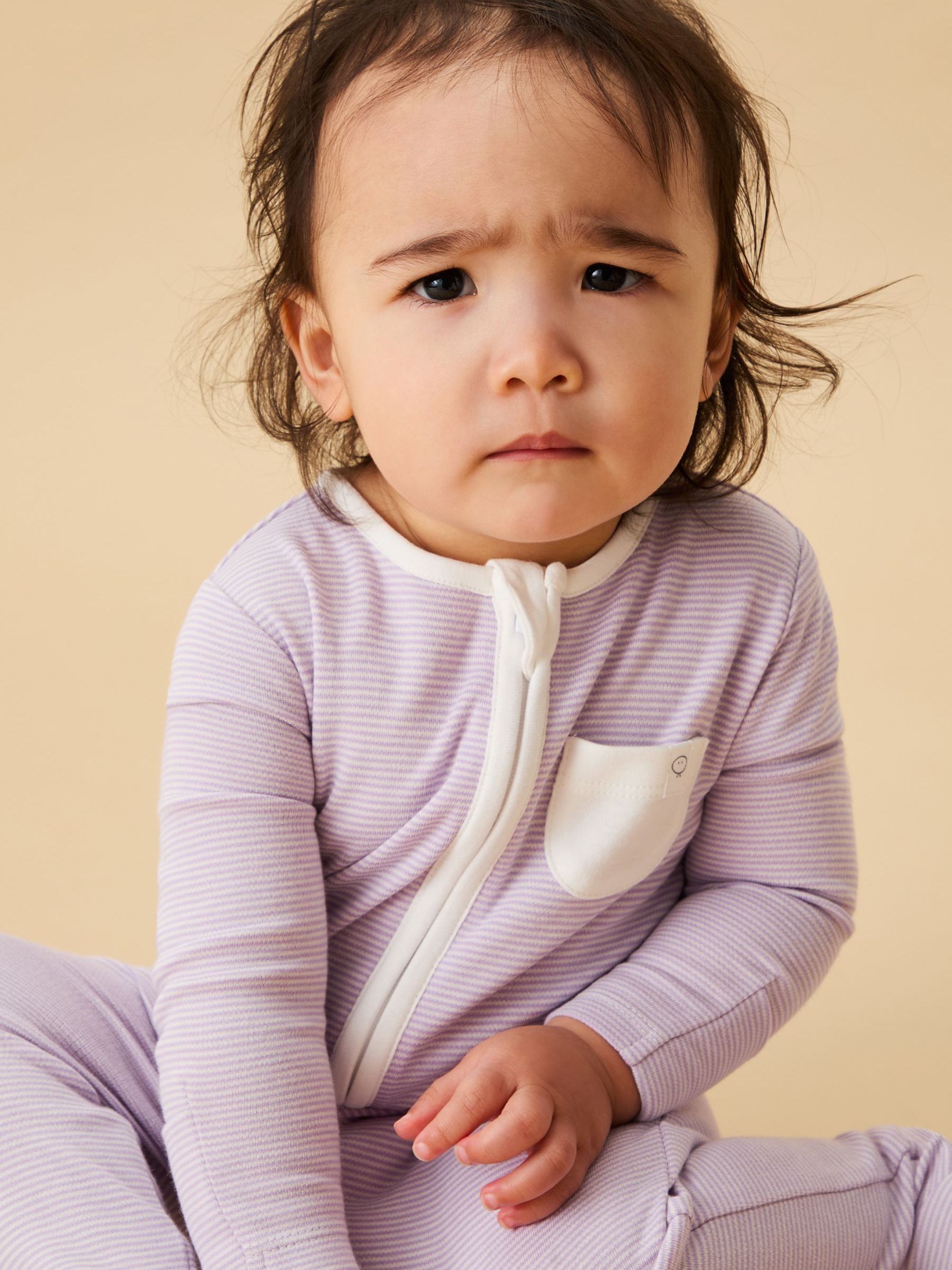 MORI Pink/White/Lilac Pack Supersoft Clever 2 Way Zip Up Sleepsuits - Image 4 of 6