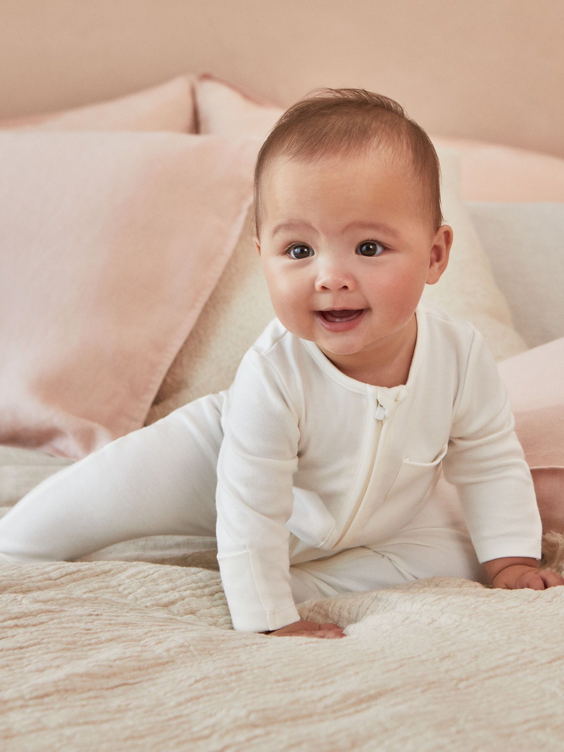 MORI Blue/White/Green Pack Supersoft Clever 2 Way Zip Up Sleepsuits - Image 5 of 8