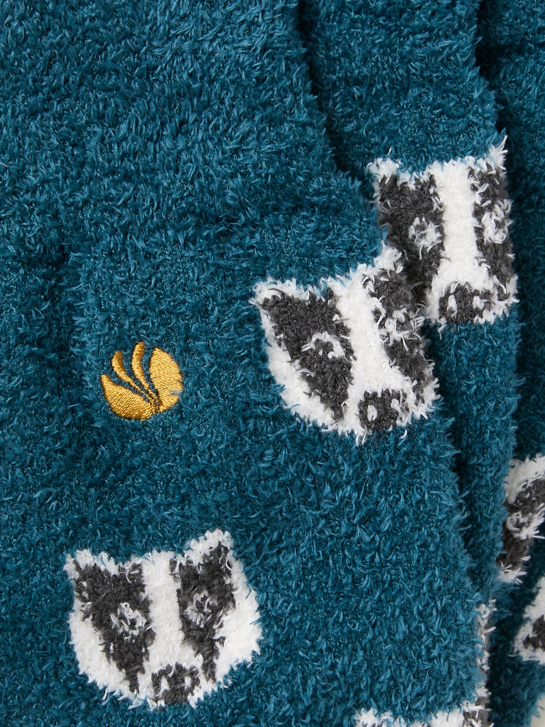 Teal Blue Badger Cosy Socks - Image 2 of 2 Teal Blue Badger Cosy Socks - Image 2 of 2