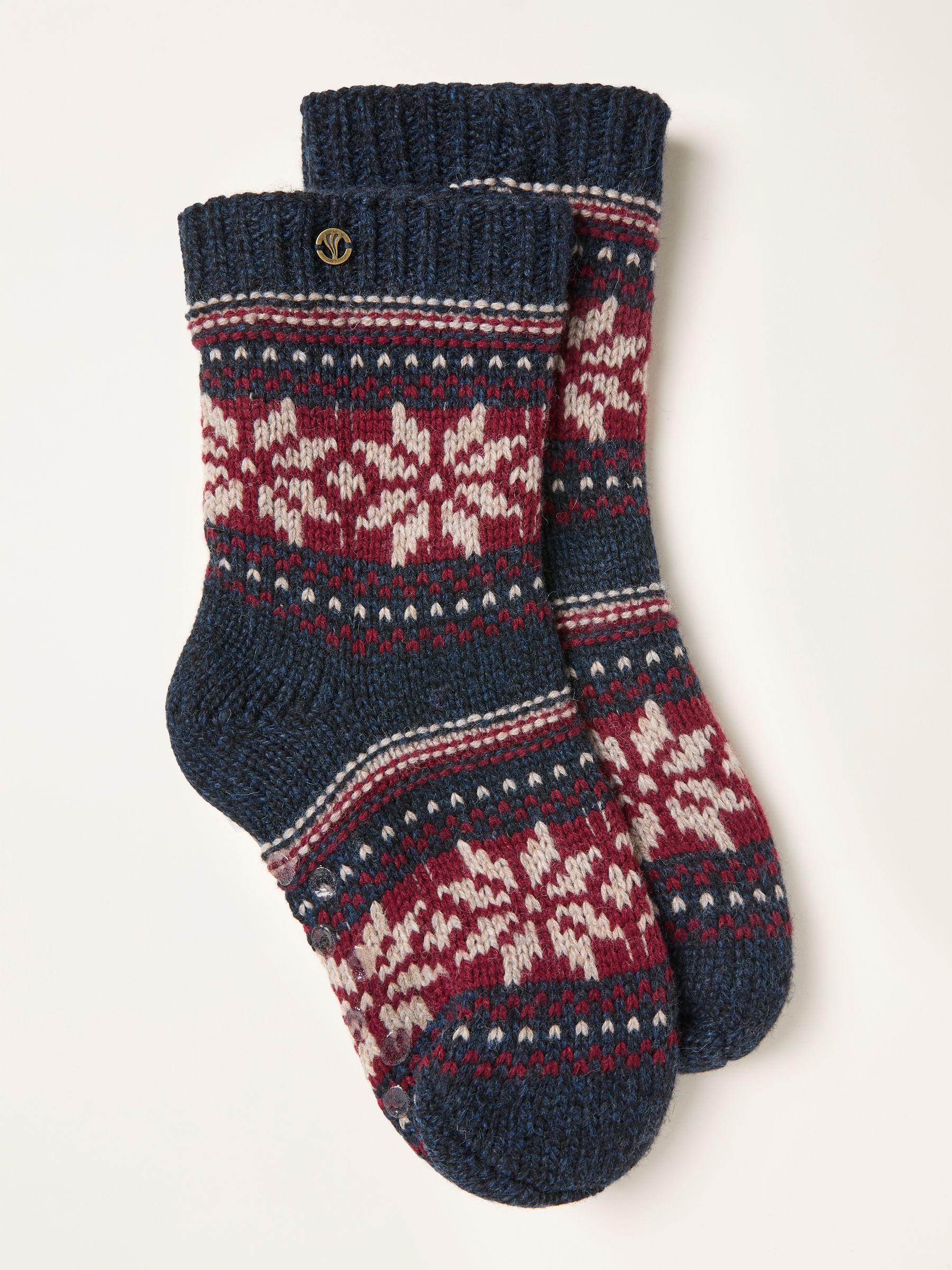 Navy Blue Fairisle Slipper Socks - Image 1 of 2