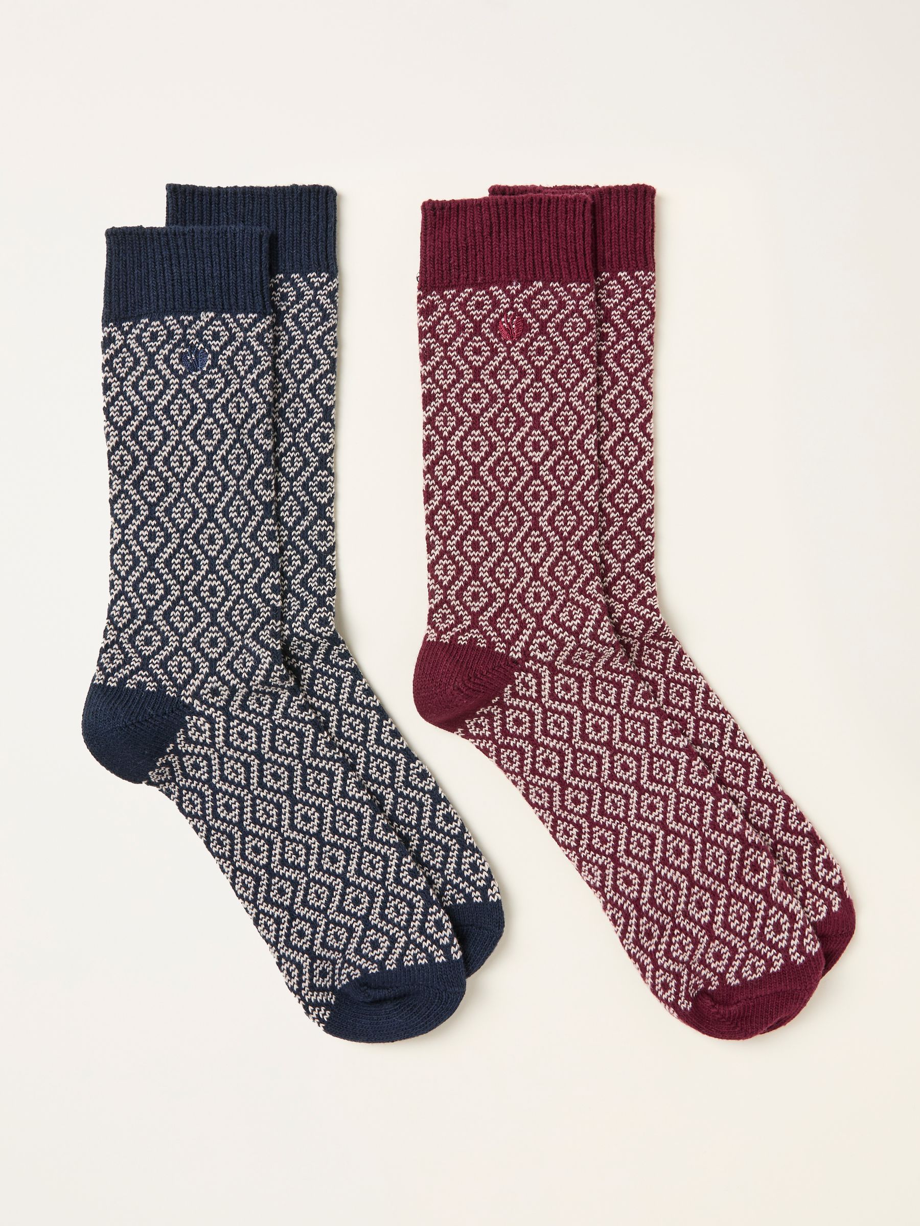 Burgundy Red 2 Pairs of Geo Socks - Image 2 of 2