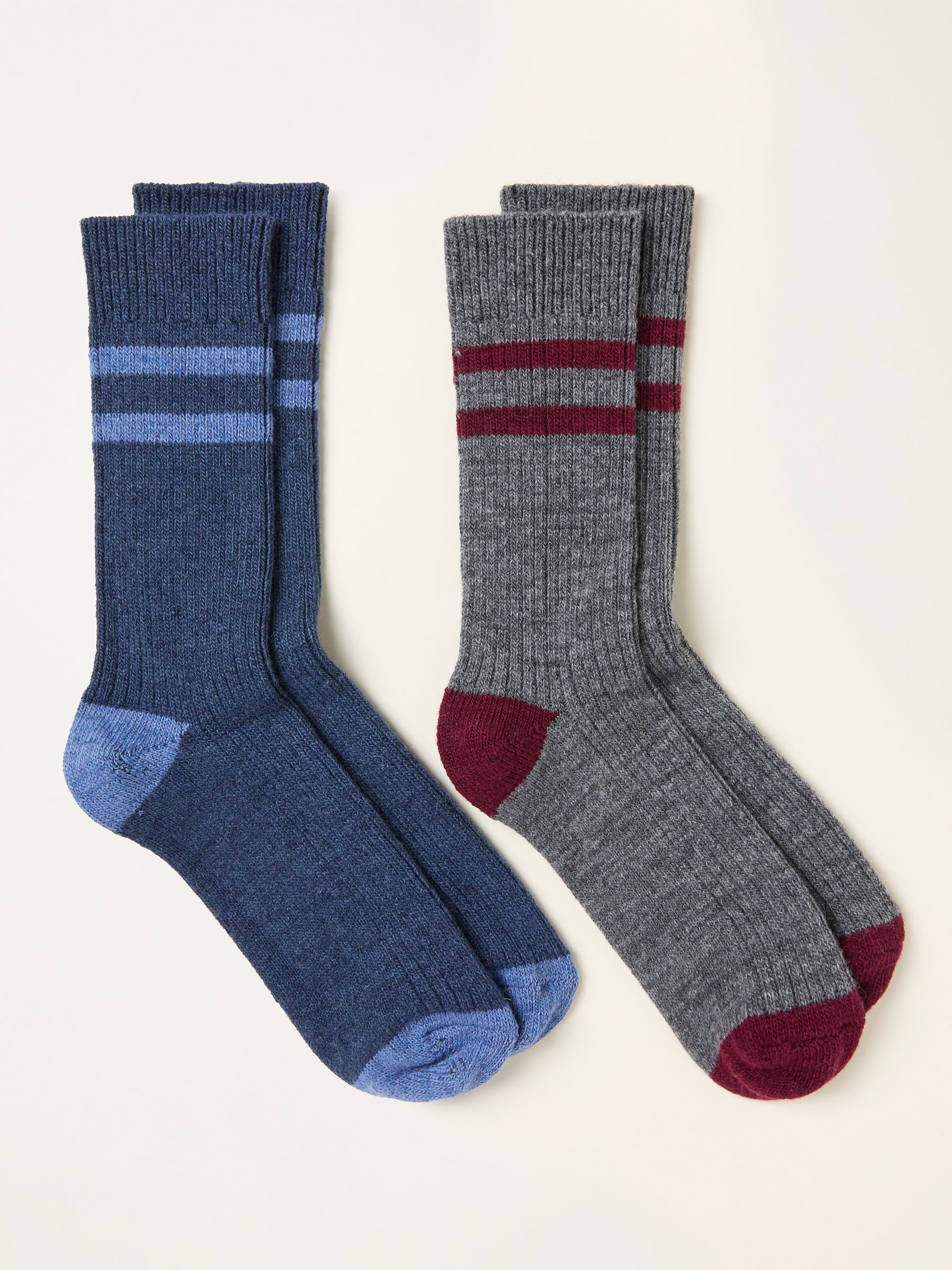 Grey 2 Pairs of Ribbed Boot Socks - Image 2 of 2
