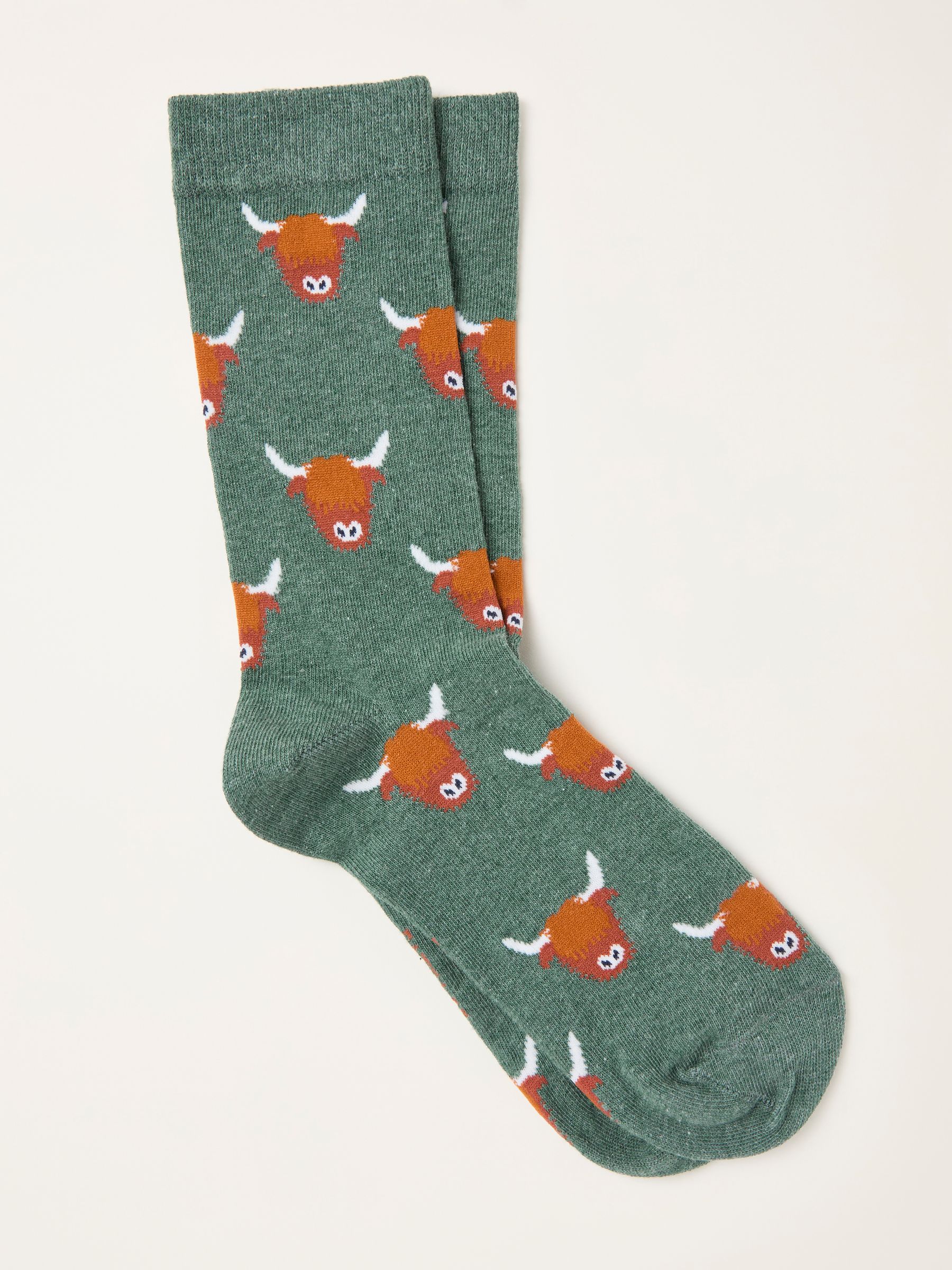Green Highland Cow Socks - Image 1 of 2