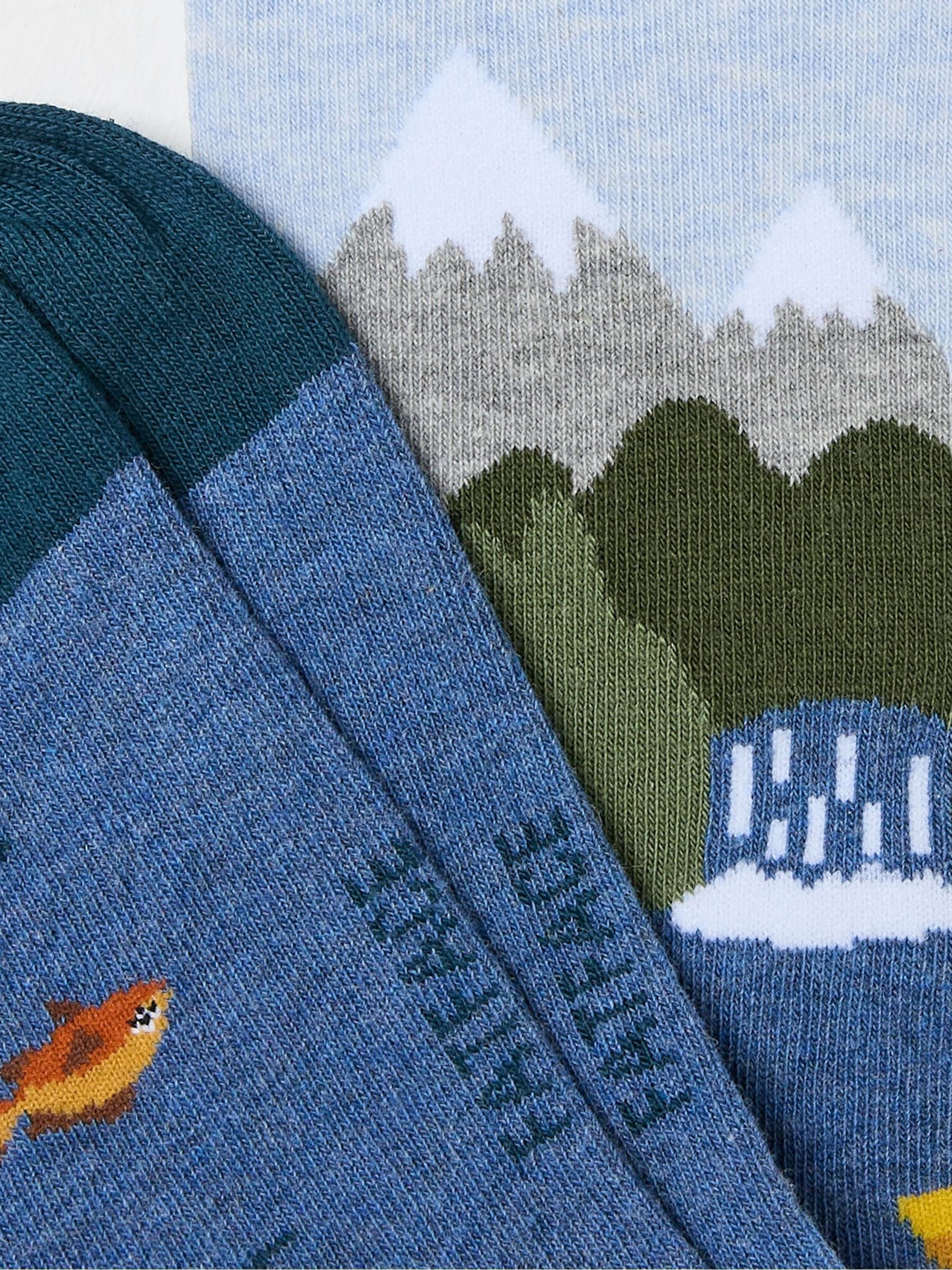 Blue Fishing Scene Socks - Image 2 of 2