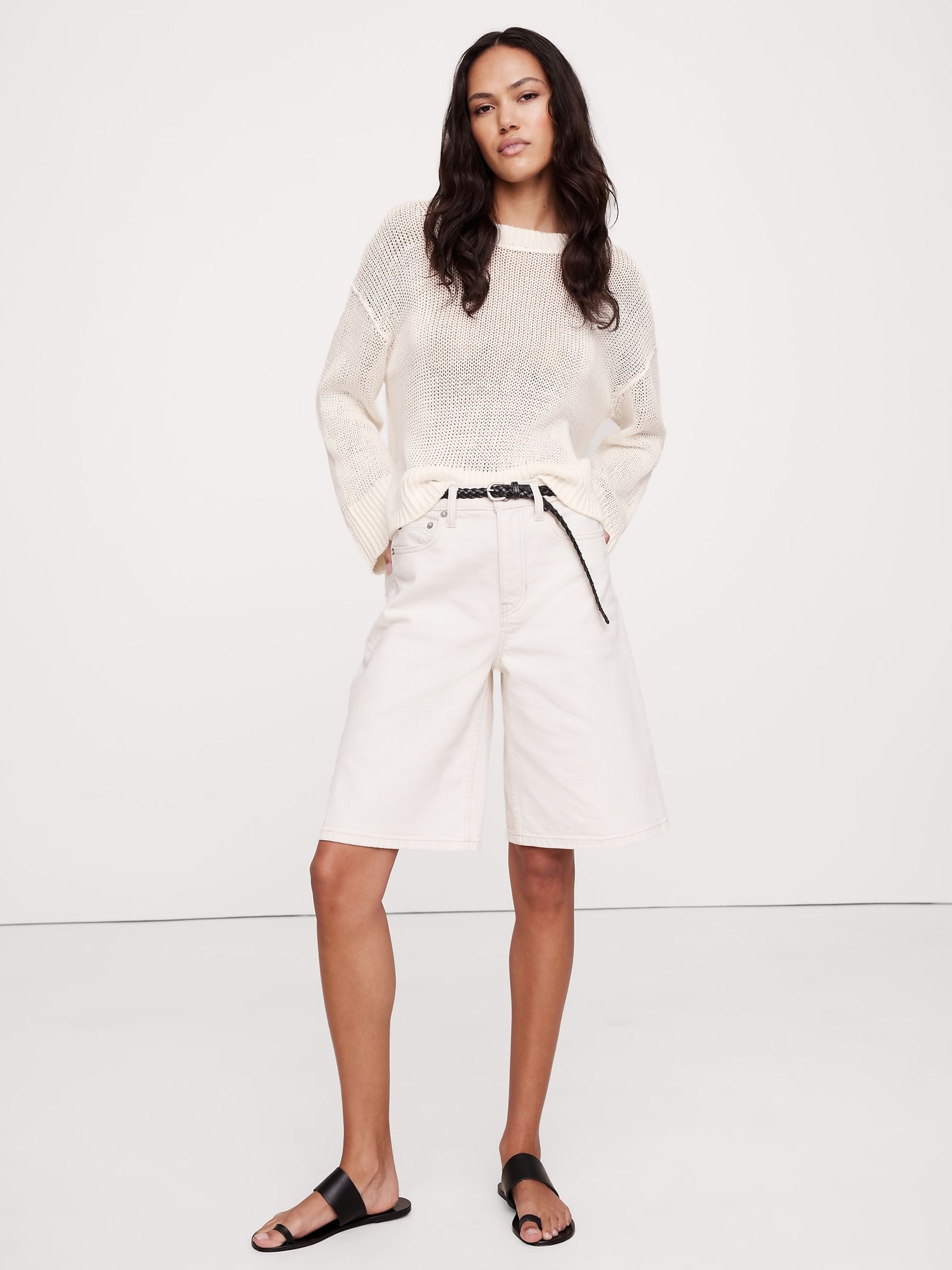 Banana Republic White Oversized Linen Jumper - Image 1 of 7