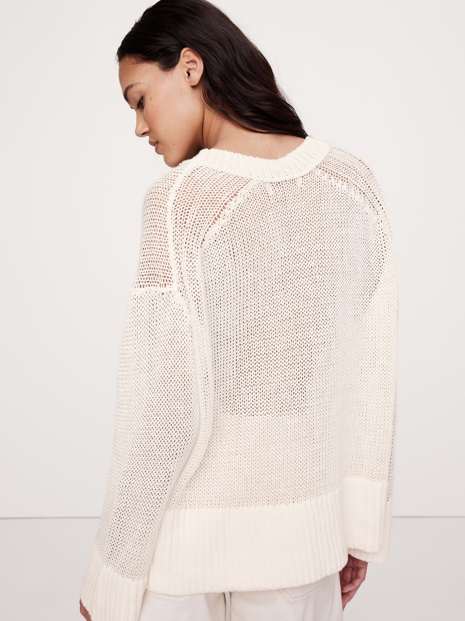 Banana Republic White Oversized Linen Jumper - Image 2 of 7
