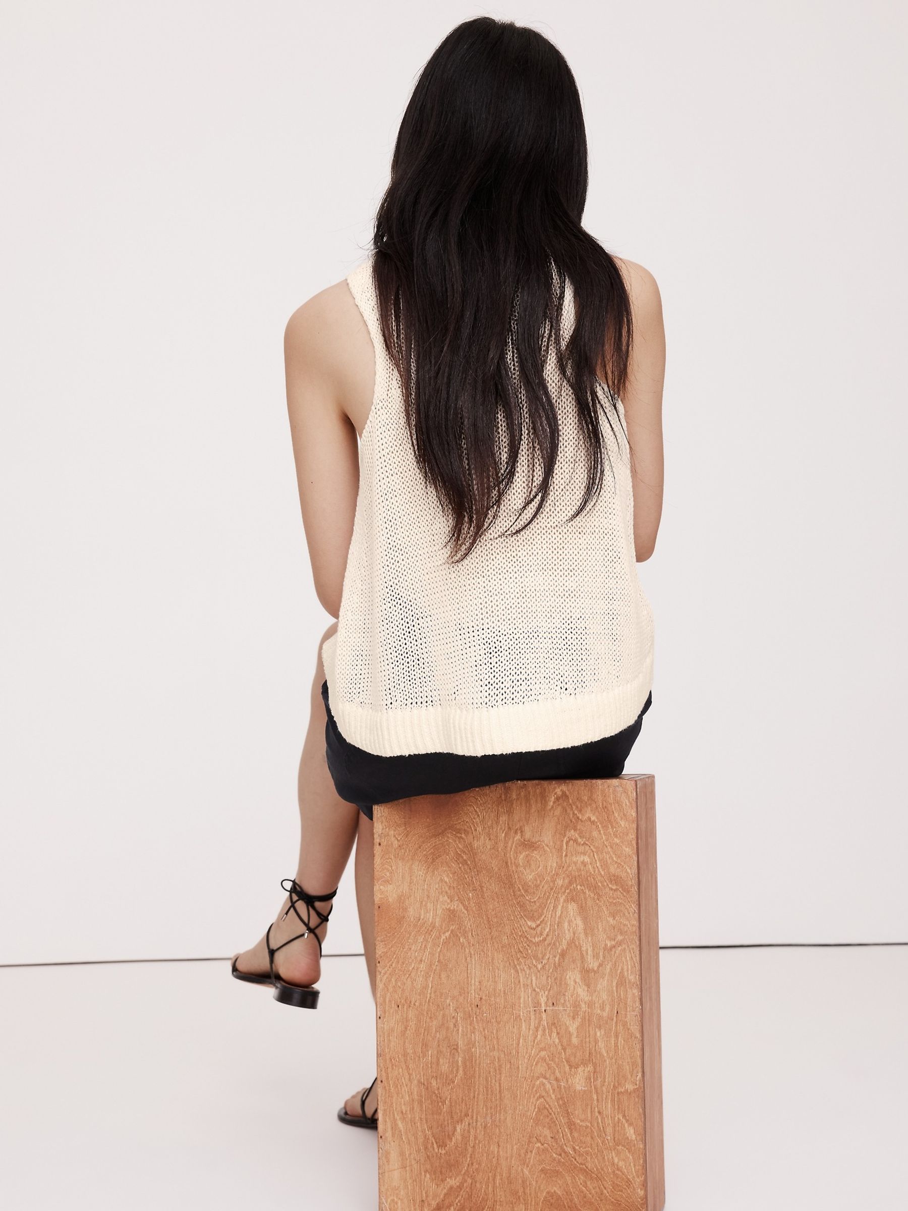 Banana Republic White Linen Jumper Tank Top - Image 2 of 5