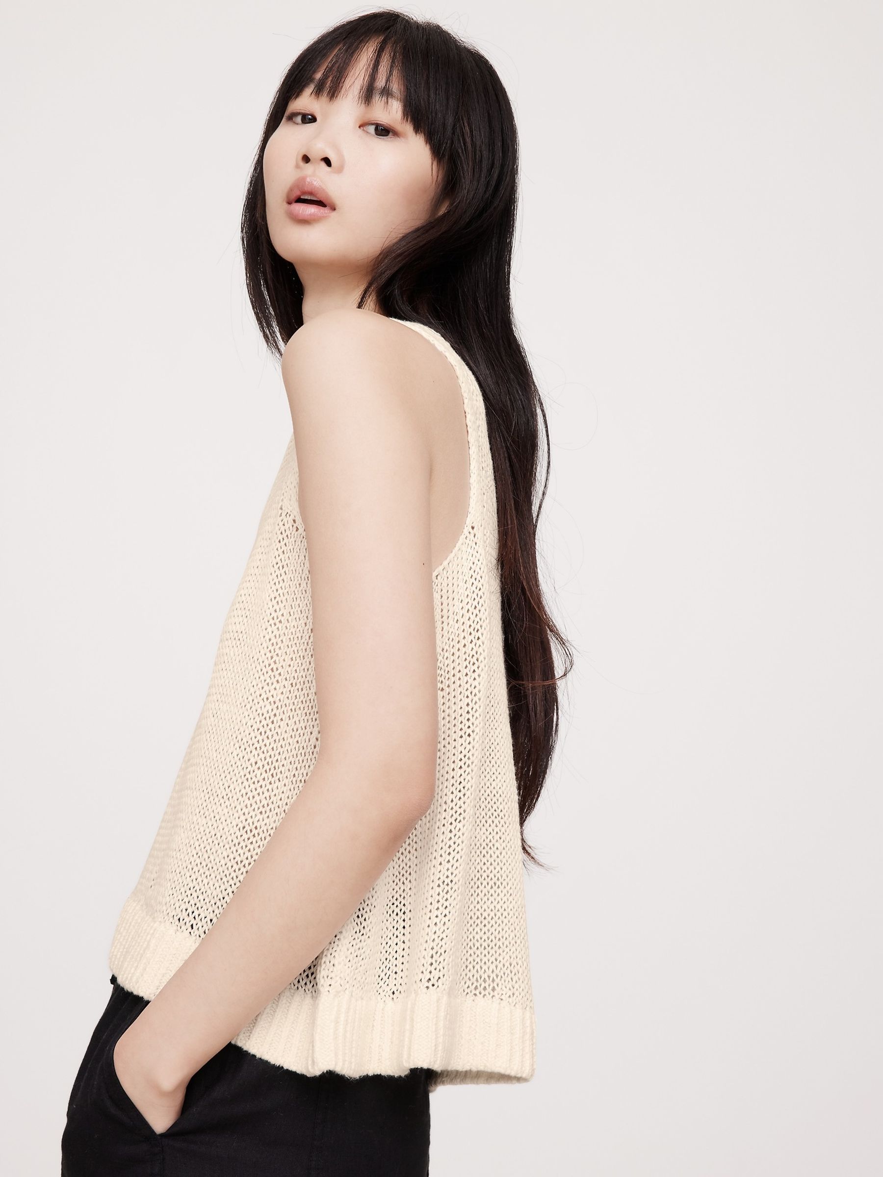 Banana Republic White Linen Jumper Tank Top - Image 4 of 5