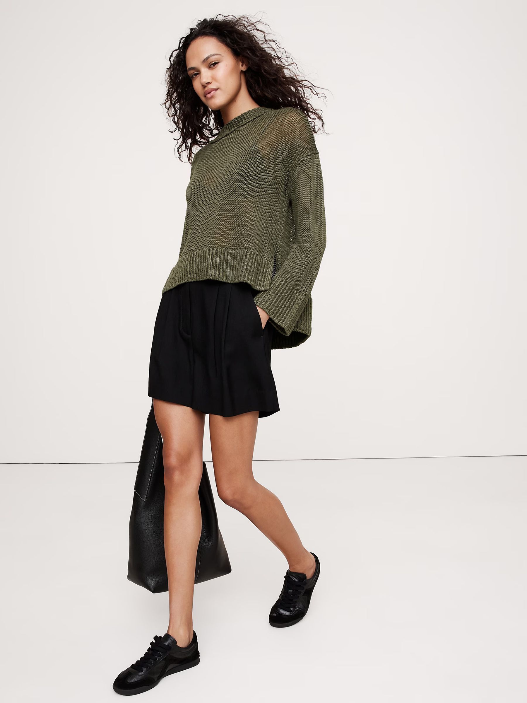 Banana Republic Green Oversized 100% Linen Knitted Jumper - Image 1 of 1