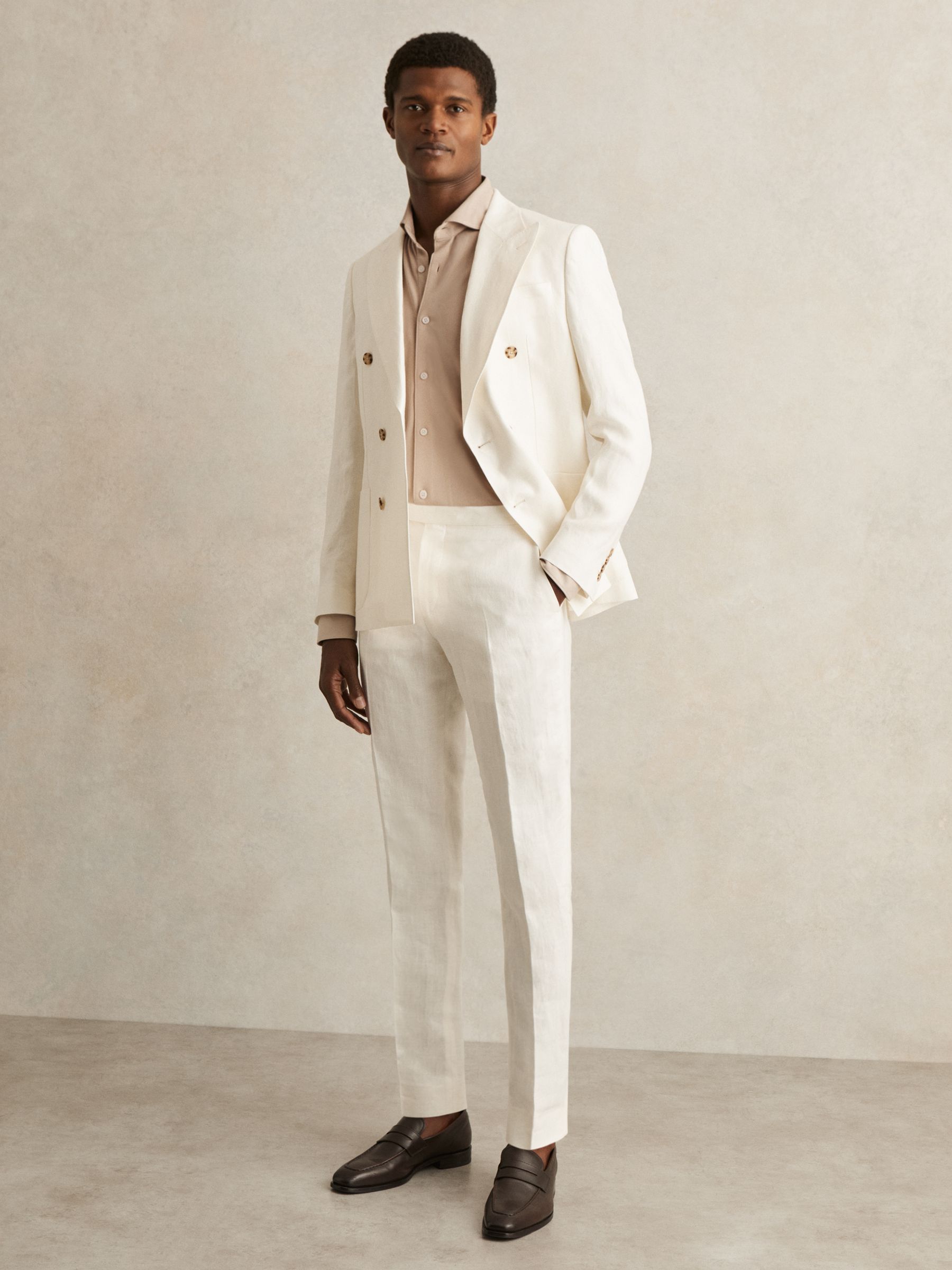 Modal Blend Cutaway Collar Shirt in Mink - Image 3 of 7