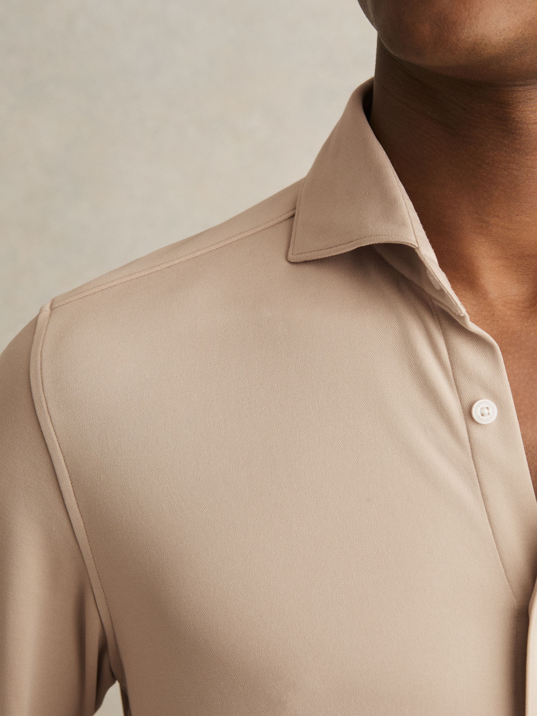 Modal Blend Cutaway Collar Shirt in Mink - Image 4 of 7