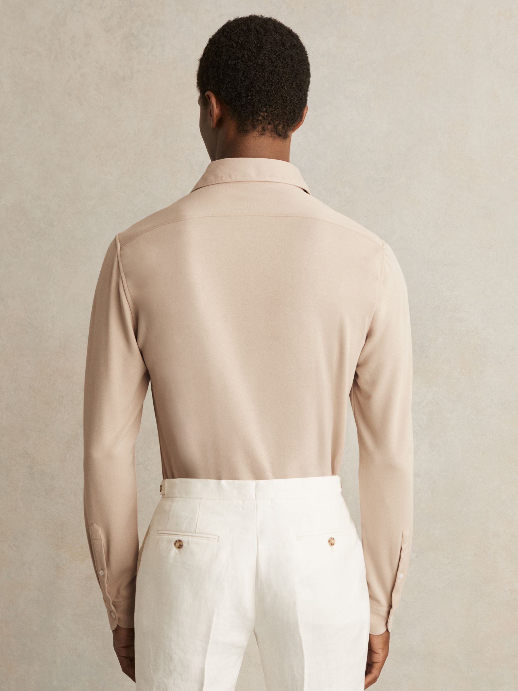Modal Blend Cutaway Collar Shirt in Mink - Image 6 of 7