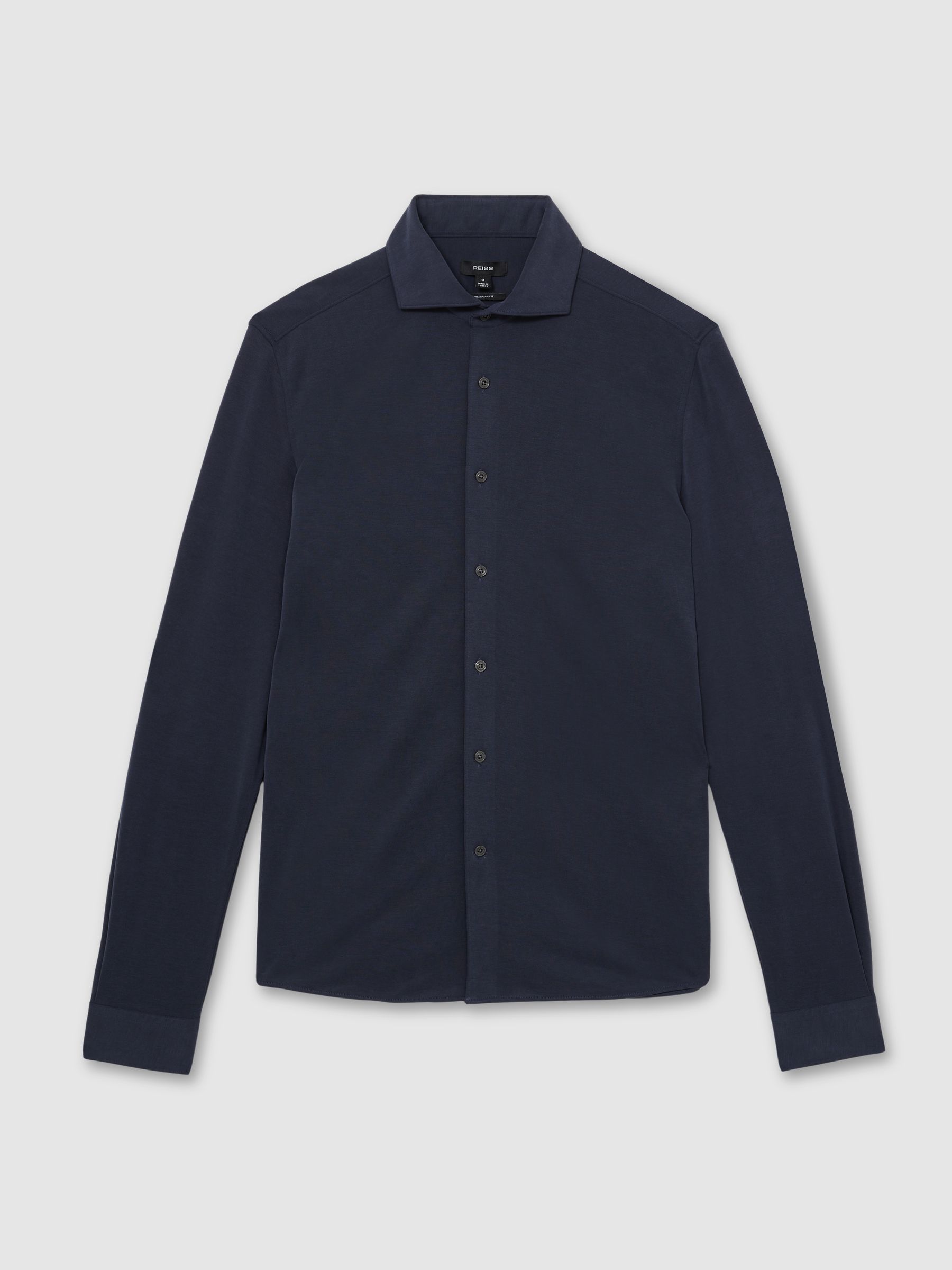 Modal Blend Cutaway Collar Shirt in Navy - Image 2 of 7